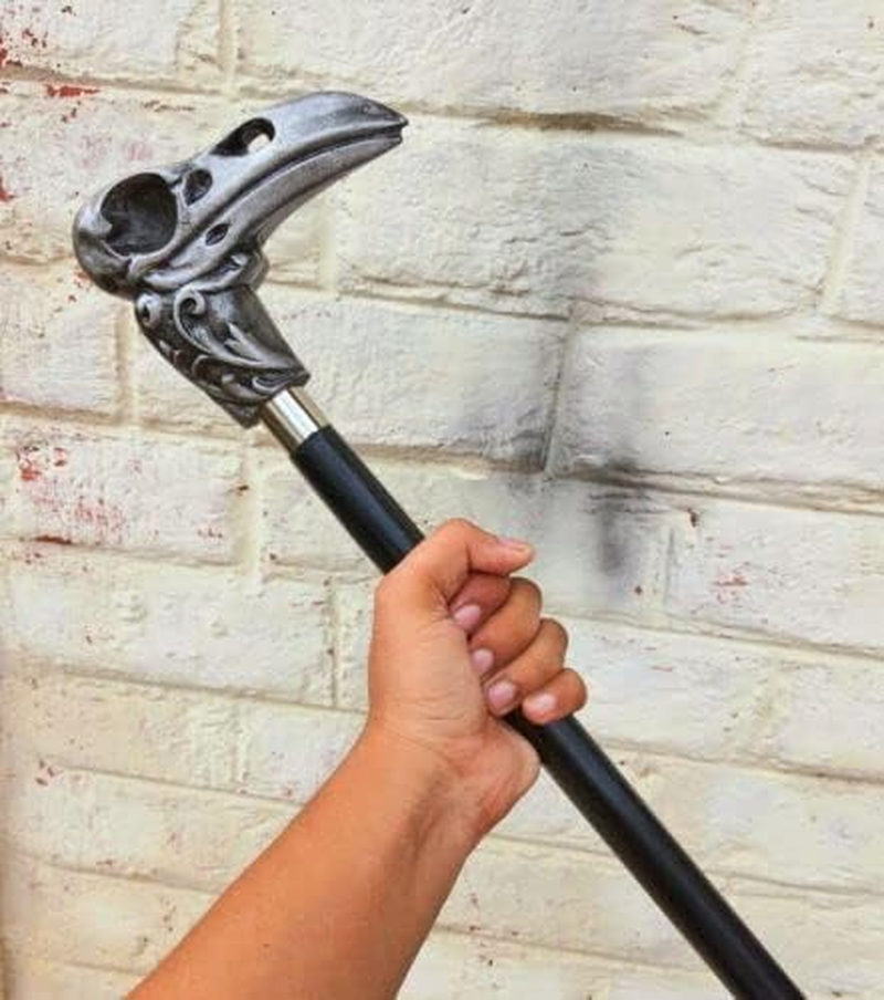 Raven Skull Handle with Black 2 Fold Wooden Walking Stick Made from Metal Best Durable Heavy Reavn Cane for Reavn Lovers image number 5