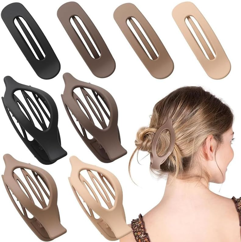 French Concord Lay Flat Claw Clips, 8Pcs French Concord Curved Flat Hair Clip,French Concord Flat Hair Clip Curved Hair Clip,French Concord Lay Flat Claw Clip,French Concord Claw Clip for Women,Set A