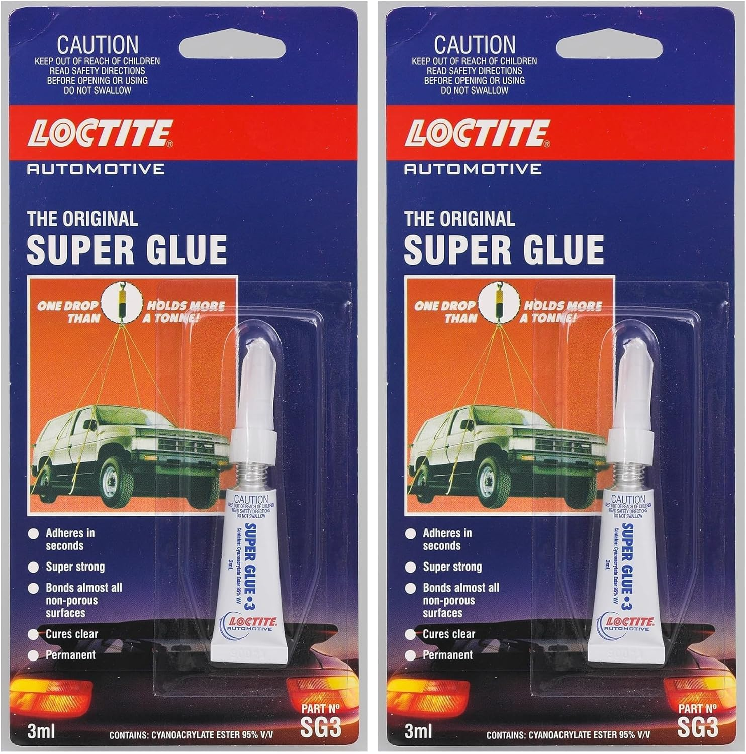 Loctite Super Glue | Universal High-Strength Adhesive | Thick, No-Run Formula for Automotive & General Use |Instant Super Glue for Various Materials, Clear Glue, 3G (Pack of 2) image number 1