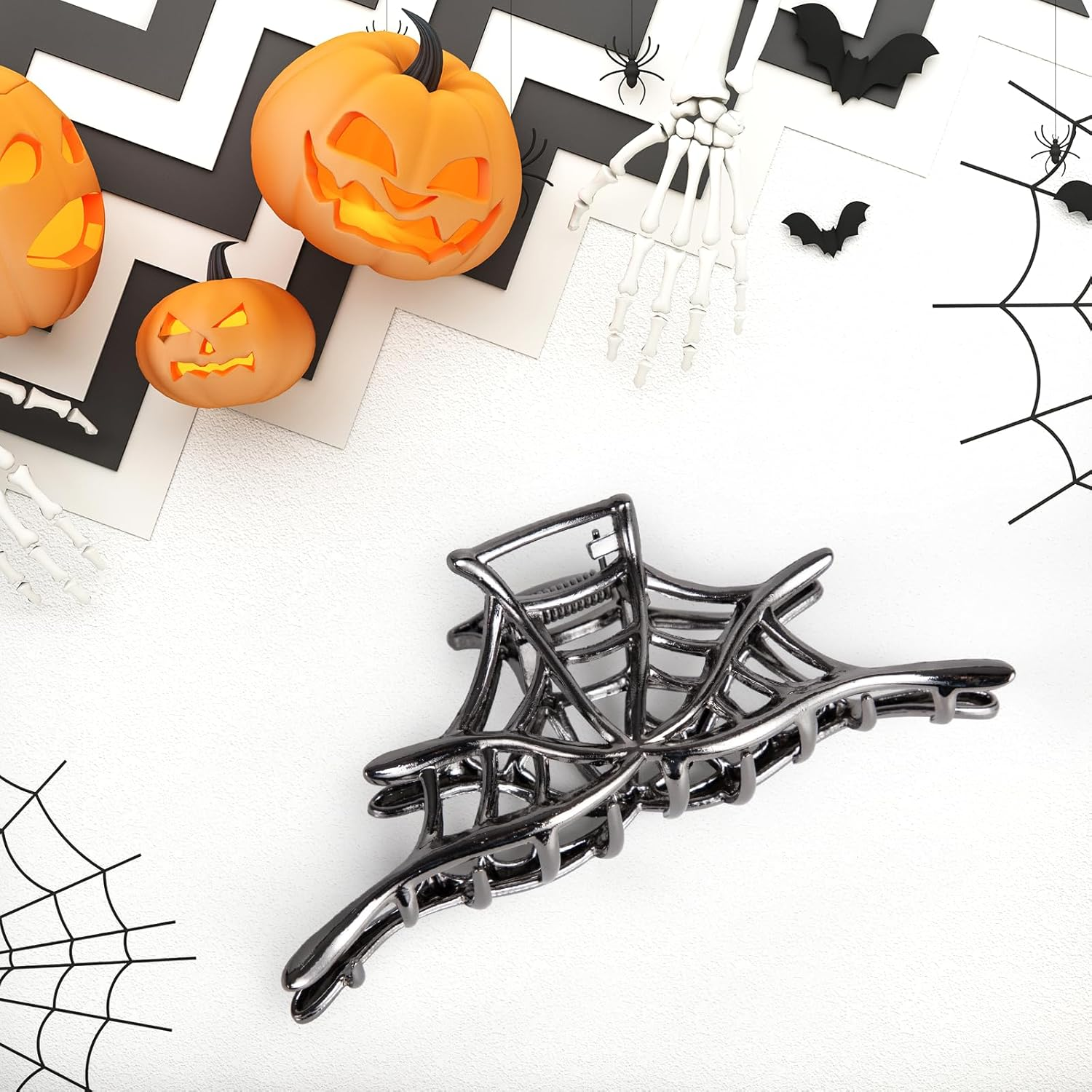 4 PCS Halloween Hair Claw Clips for Women, Goth Hair Accessories, Spider Spooky Gifts image number 4