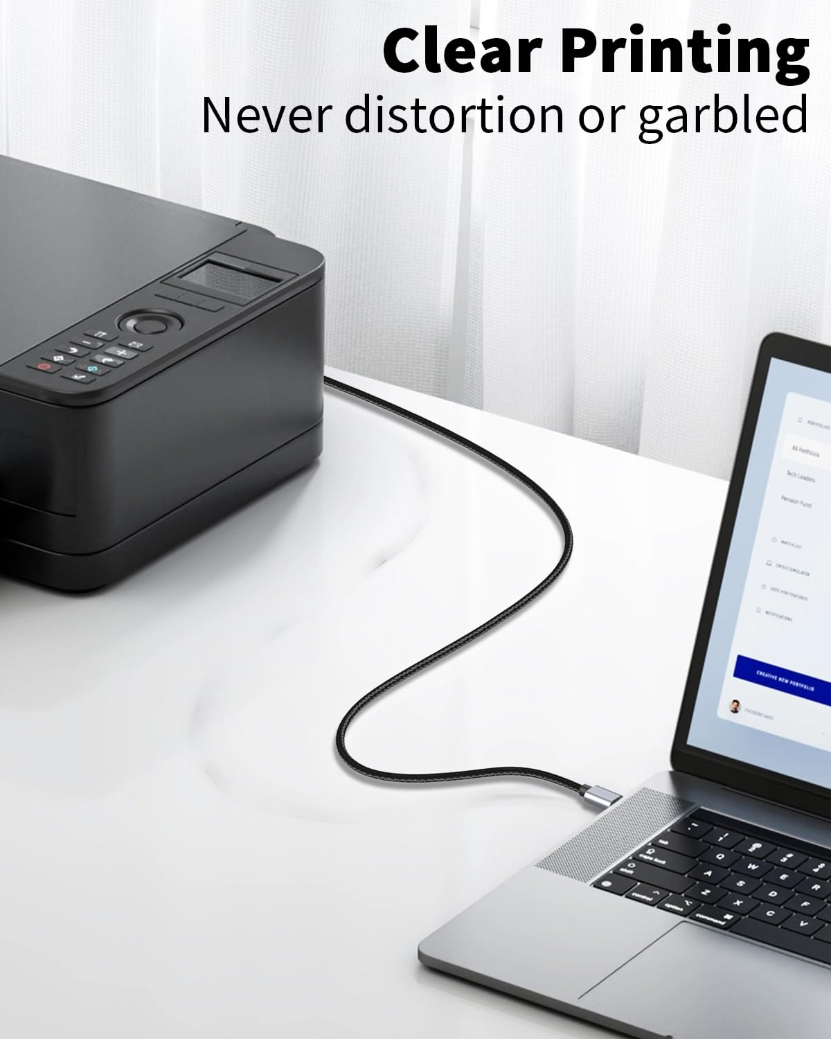 Danfetsoy USB C to USB B Printer Cable 6FT, USB B Male to USB C Male Printer Cable for Macbook Pro, Air, Yamaha Casio Digital Piano MIDI Controller DJ Controller, Printer, Scanner (1.8M/6Feet) image number 2