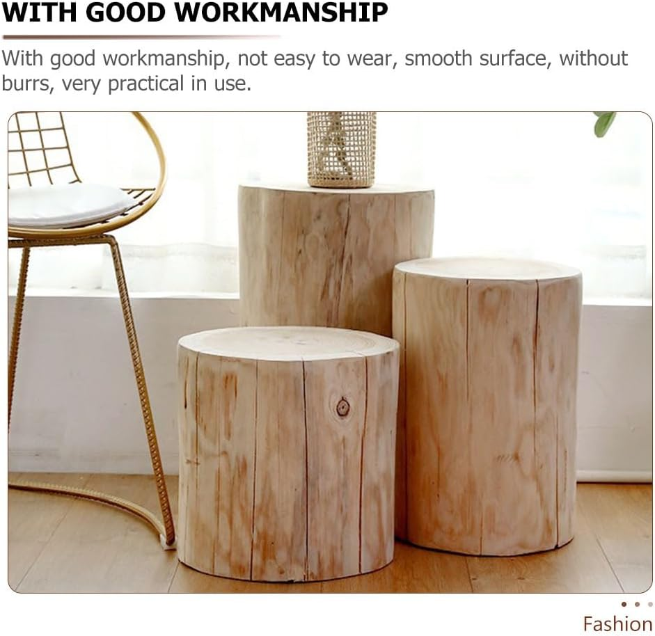 Small Wooden Stool and Tree Stump Stool for Outdoor D&eacute;cor and Bedside Use Natural Solid Wood Material Compact Size Suitable for Shoe Changing and Decorative Display in Garden Or image number 3