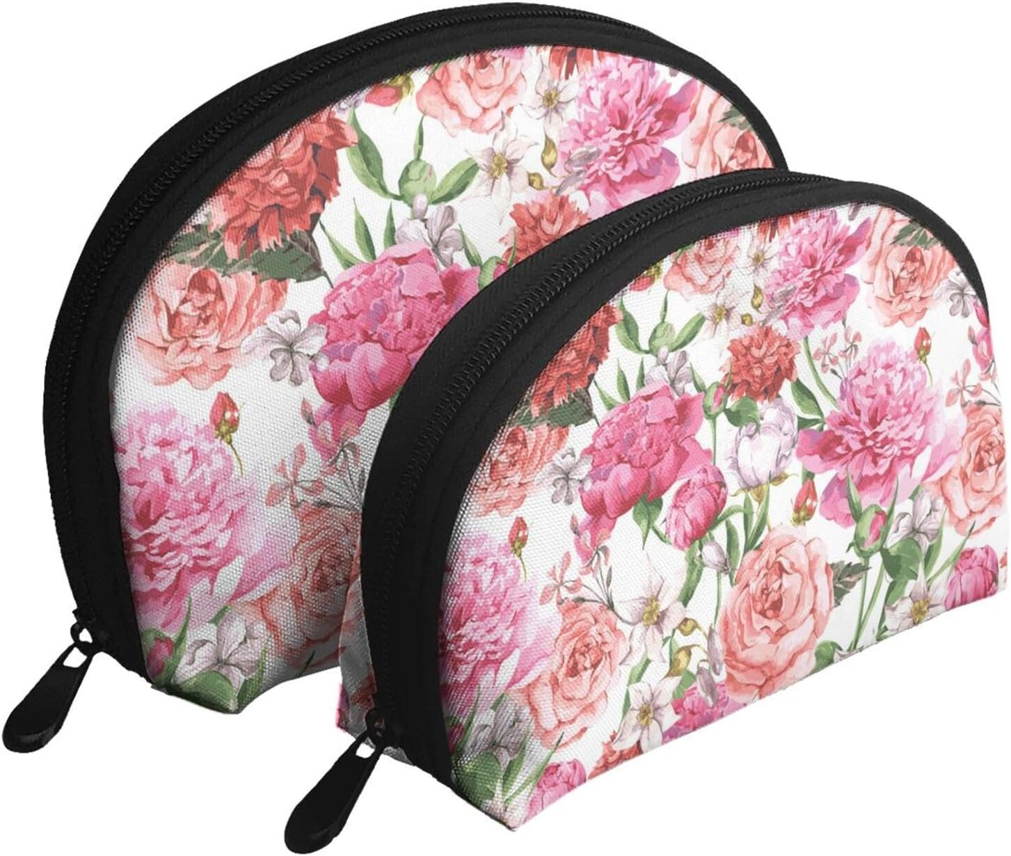 Cozimangoe Coin Pouch Makeup Bags Set, 2 Piece Shell Shape Cosmetic Bag with Pockets for Daily Travel Handbag Lipstick Keys Toiletry, Personalized Garden Peony image number 5