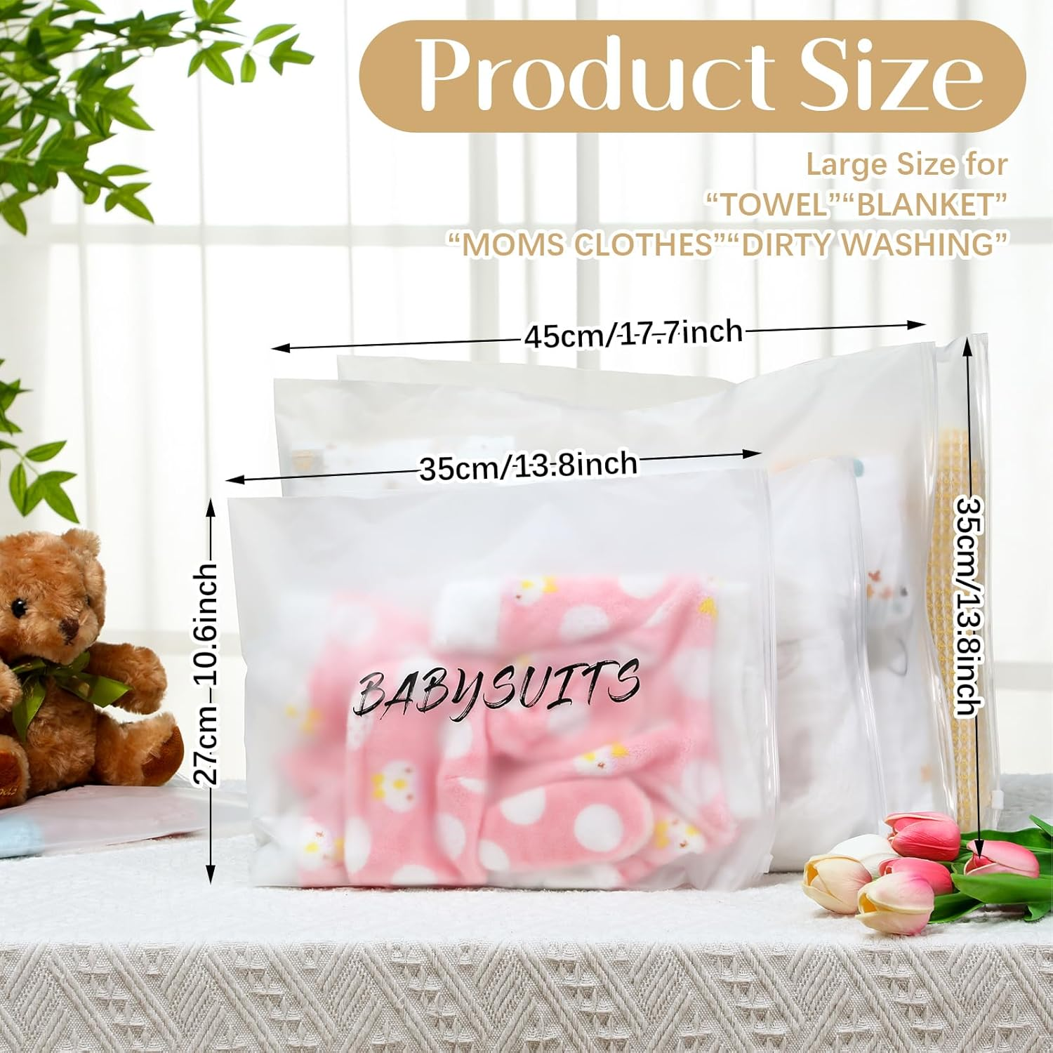 15 Pcs Hospital Bags for Labor and Delivery Resealable Birth Hospital Bag Essentials Frosted Clear Mommy Maternity Bag for Newborn Baby Shower Diaper Mom Gift Organizing image number 4