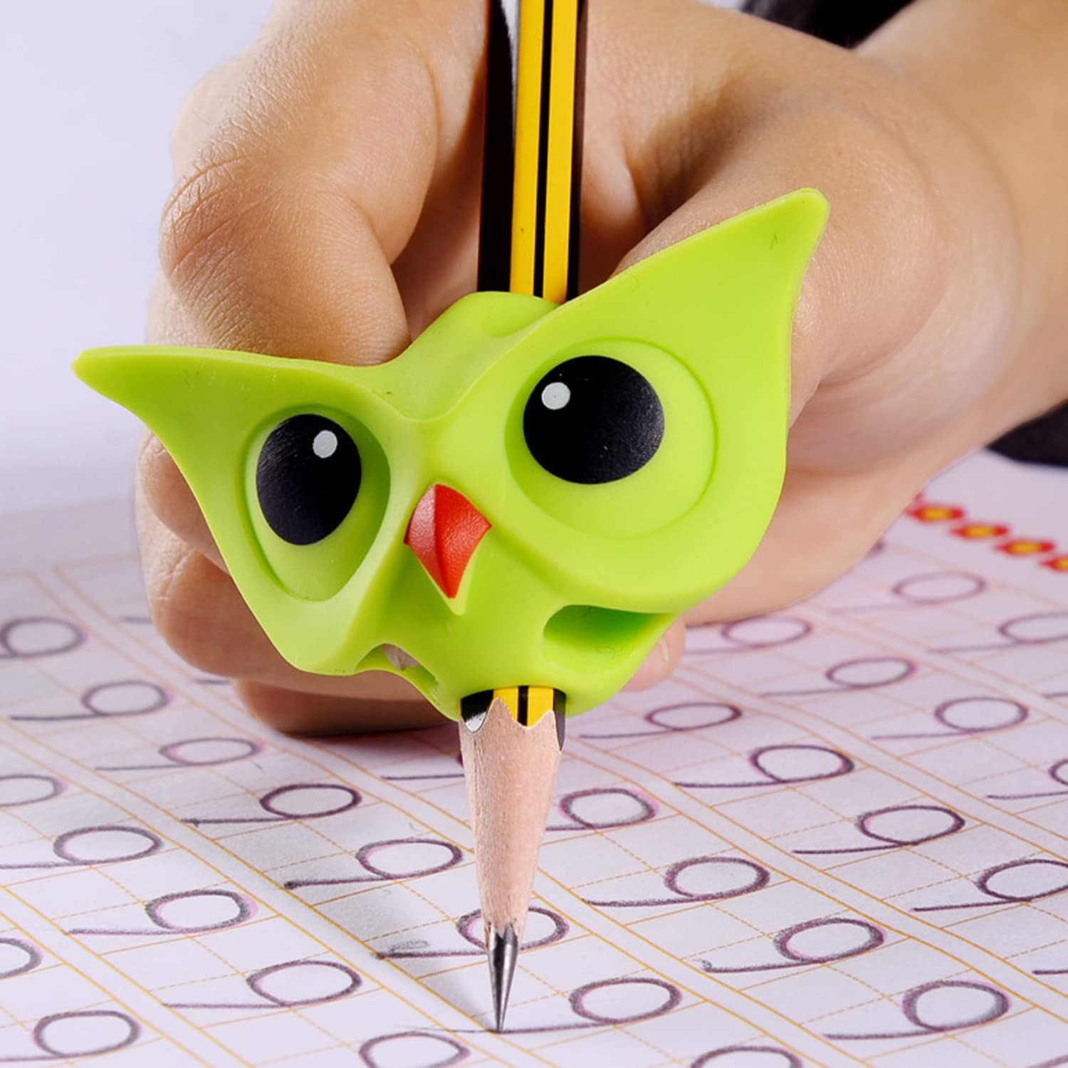 LSYYSL 6 Pencil Grips for Kids, Silicone Finger Grips, Writing Aids, Colourful Owl Pen Holder, Posture Correction Tool, School Supplies, for Preschool Kids, Left Handed Right-Handed image number 3