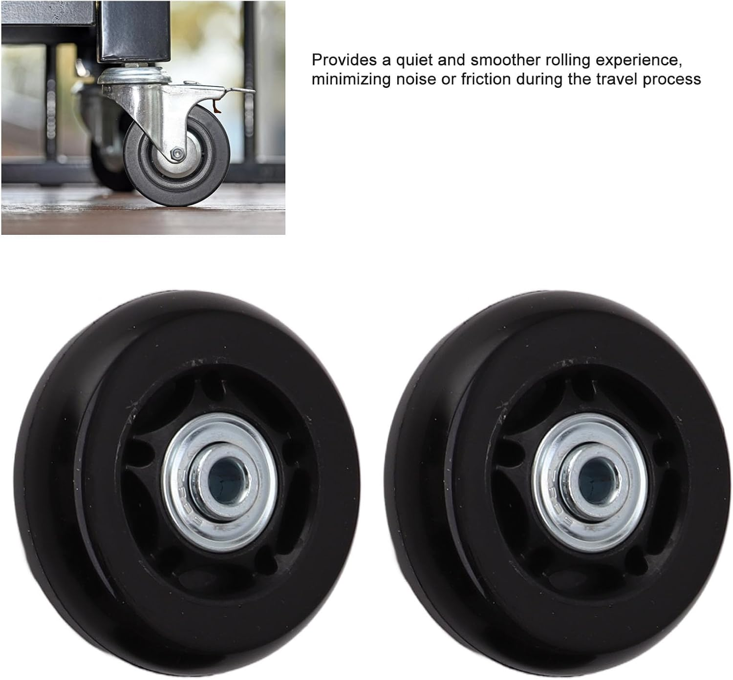 Luggage Suitcase Replacement Wheels, Rubber Swivel Caster Wheels Bearings Repair Kits, a Set of 2 (70X24Mm / 2.8X0.9In) image number 2