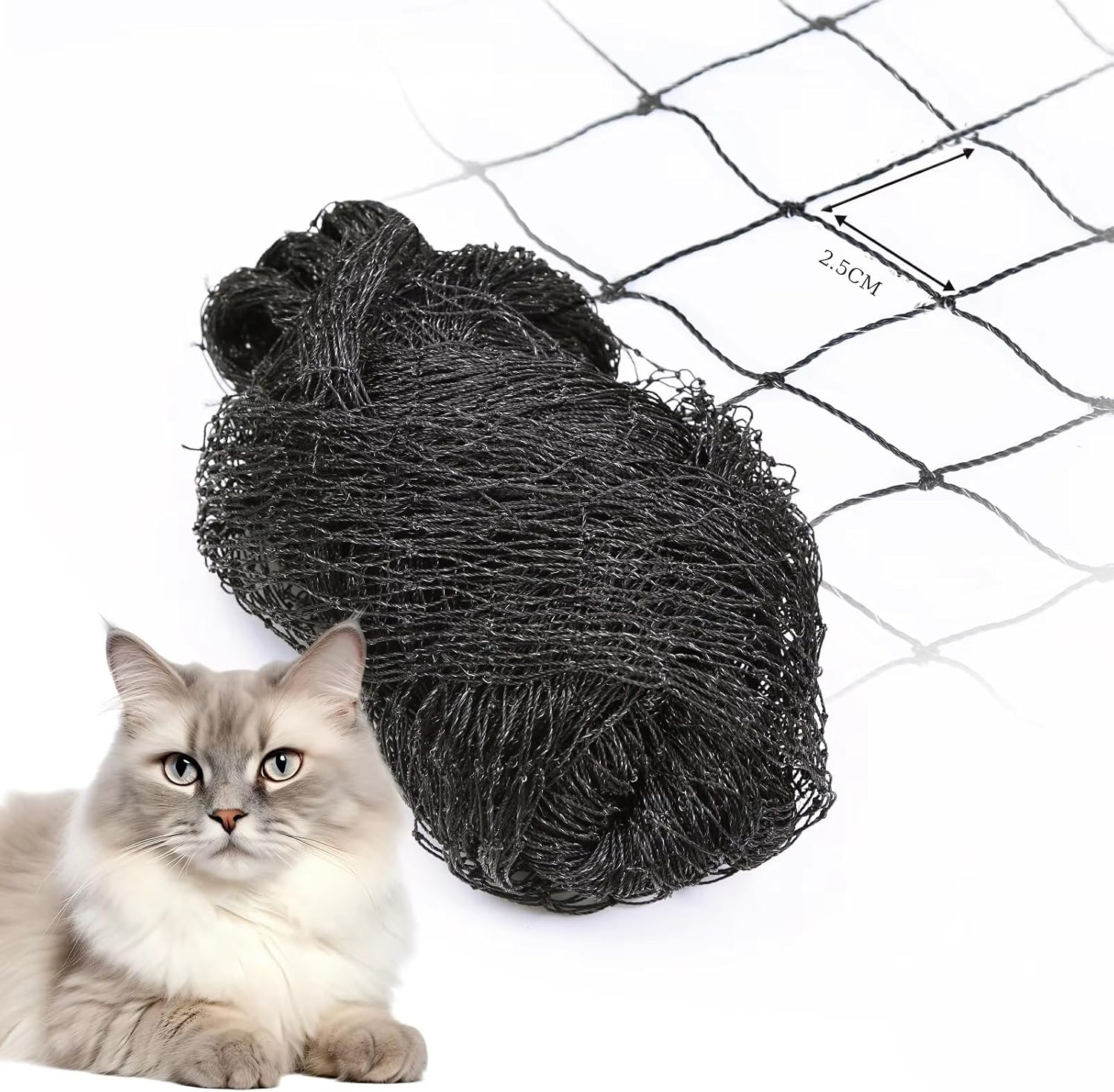 NEWFUN Cat Net for Balcony, 10 X 3 M Balcony Net for Cats, Cat Net Balcony, Sturdy, Durable, Weatherproof Cat Protection Net with Mounting Cords, Pegs and Cable Ties, Cat Net Balcony image number 3