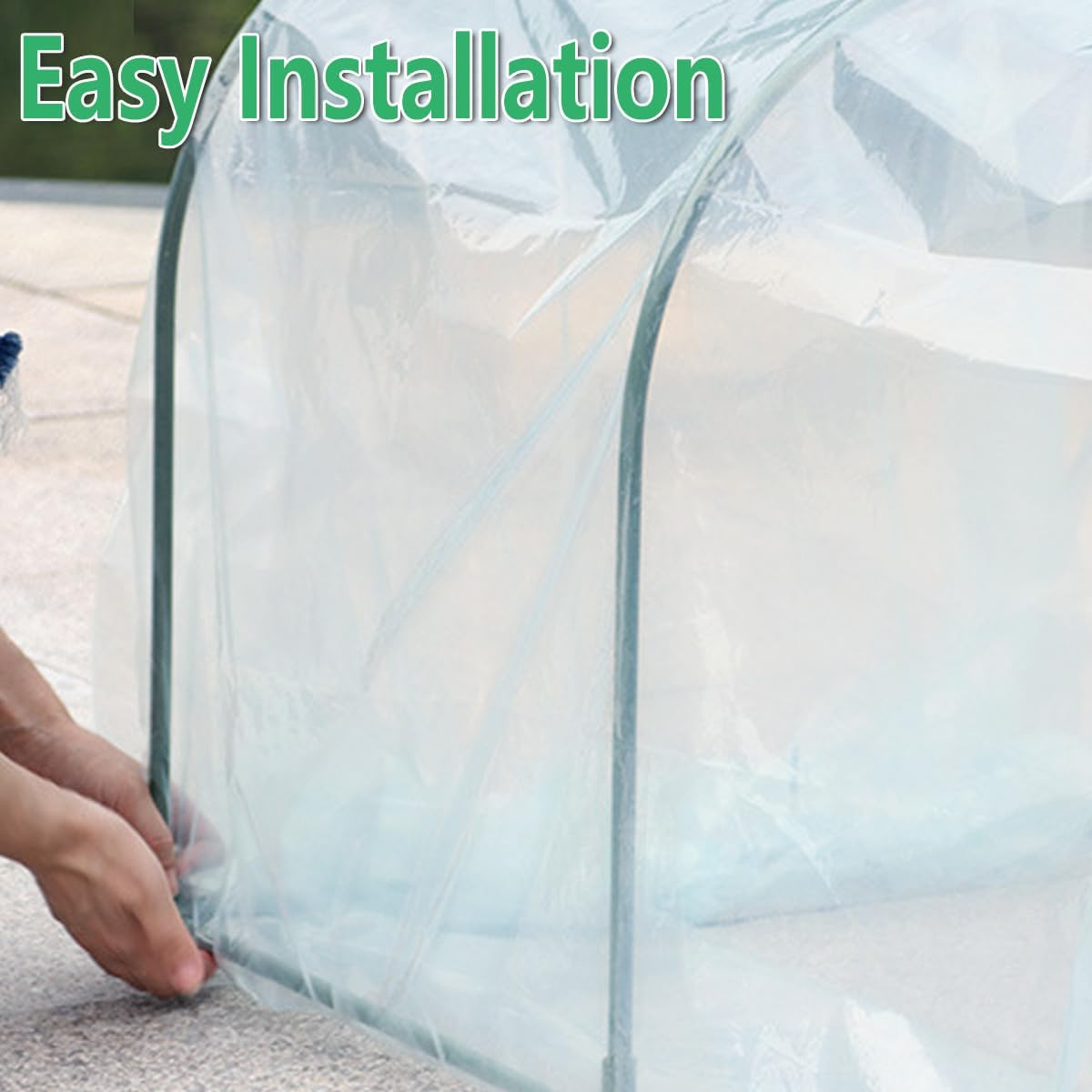 AIMALL Small Gardening Greenhouse with Insulation Film, 39.37In Pe-Coated Frame Plant Shelter for Seedlings, Anti-Freezing Rainproof Mini Green House for Flowers and Vegetables image number 5