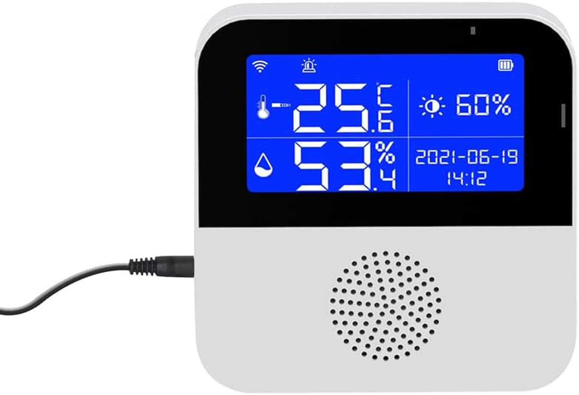 Tuya Wifi Intelligent Temperature Humidity Sensors Intelligent Home Desktop Office Hotel Multi-Function Temperature Humidity Sensors 2.9 Inch with Backlight LCD Display Time Date Display Mob QUKAN image number 6