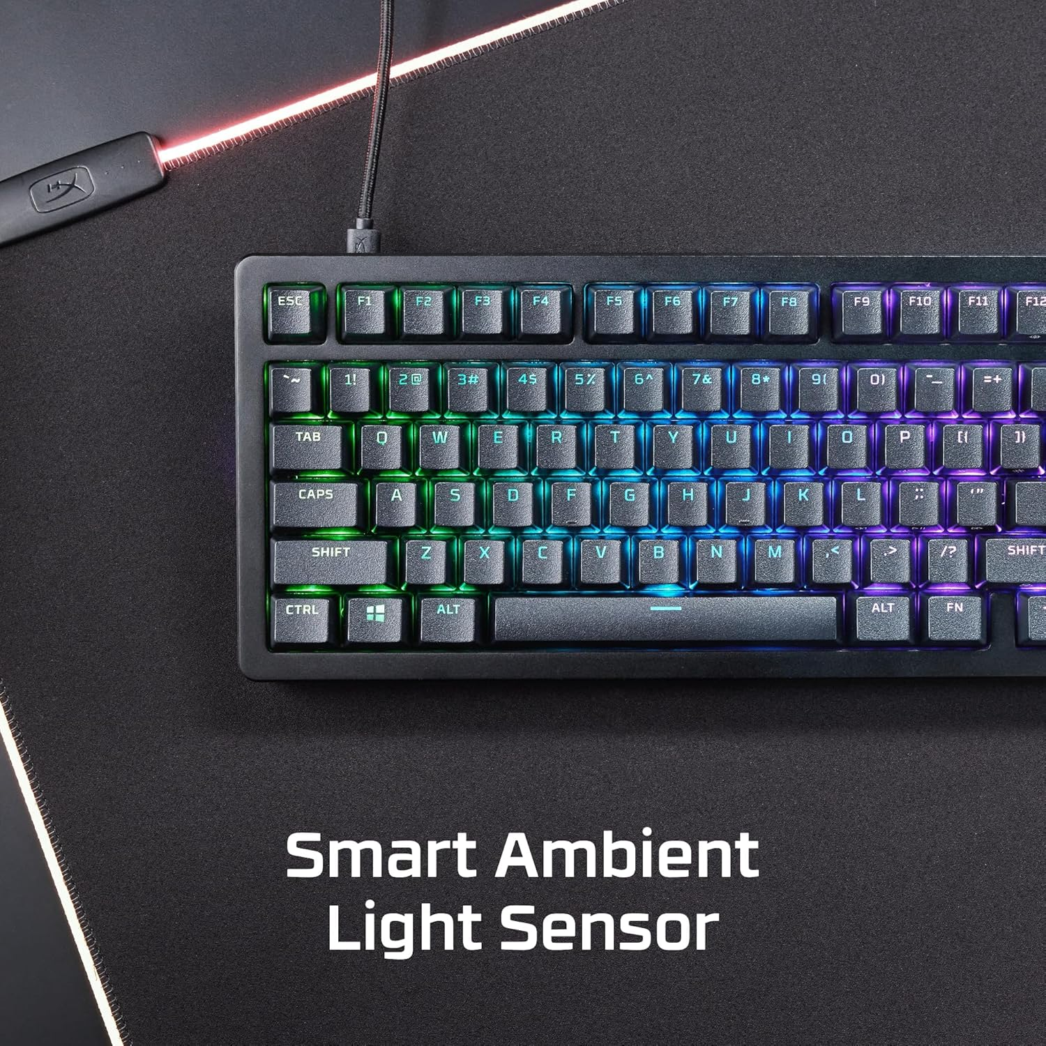 Hyperx Alloy Rise 75 &ndash; Hot-Swappable 75% Mechanical Gaming Keyboard, PC, Ambient Light Sensor, Gasket Mounted, Linear Switches image number 3