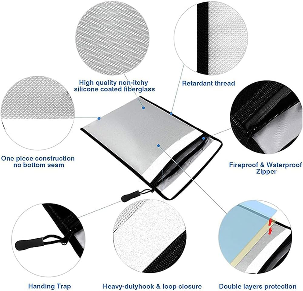 3 PCS Gray Fireproof Waterproof Money Important Document Bag(2000℉), for Fire Proof Money Bag for A4 A5 Documents Holder,File,Cash,Jewelry,Passport,Tablet,Laptop image number 2