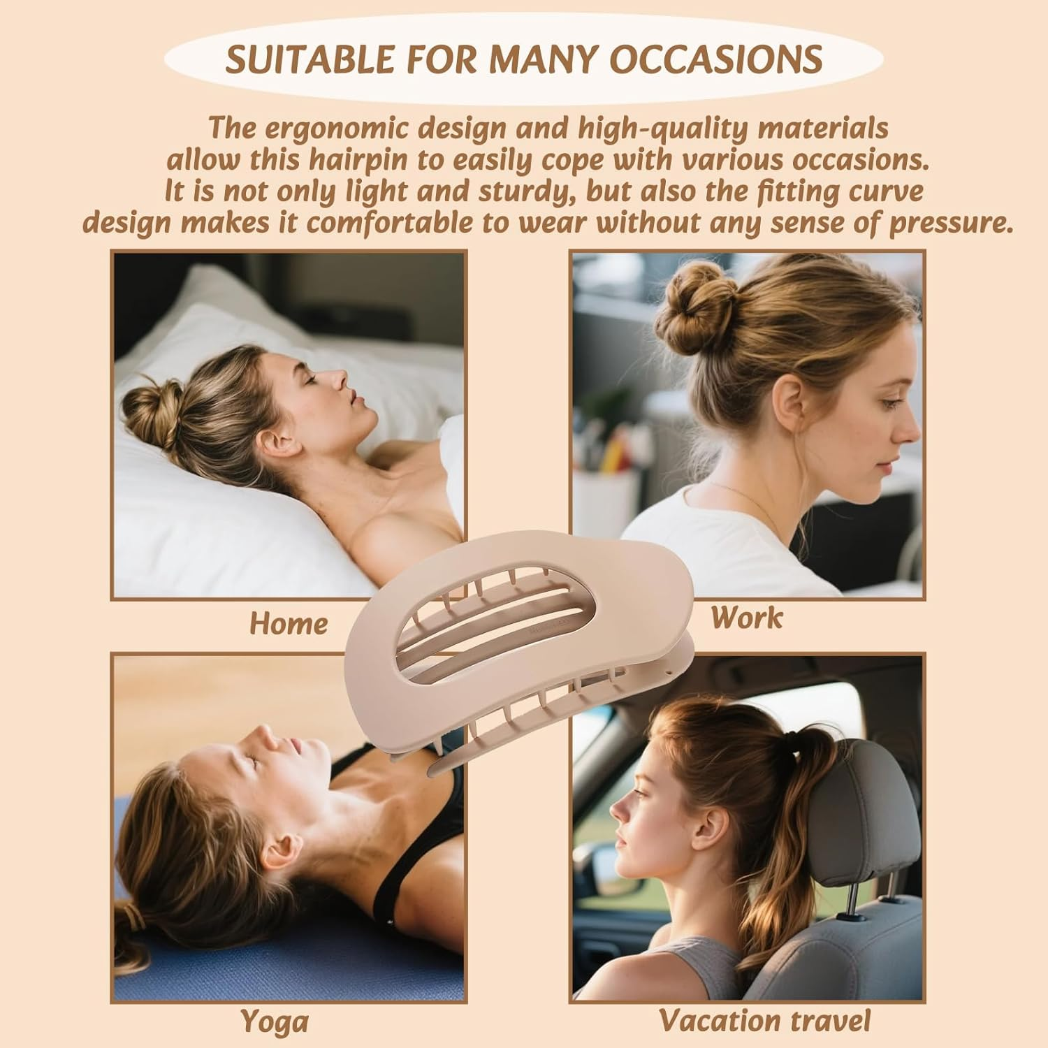 Moerstar Pack of 6 Women'S Hair Clips, Large Simple Elegant Non-Slip Flat Claw Clip Strong Hold Hair Clips for Thick Thin Fine Hair Women Girls (Style 2) image number 5