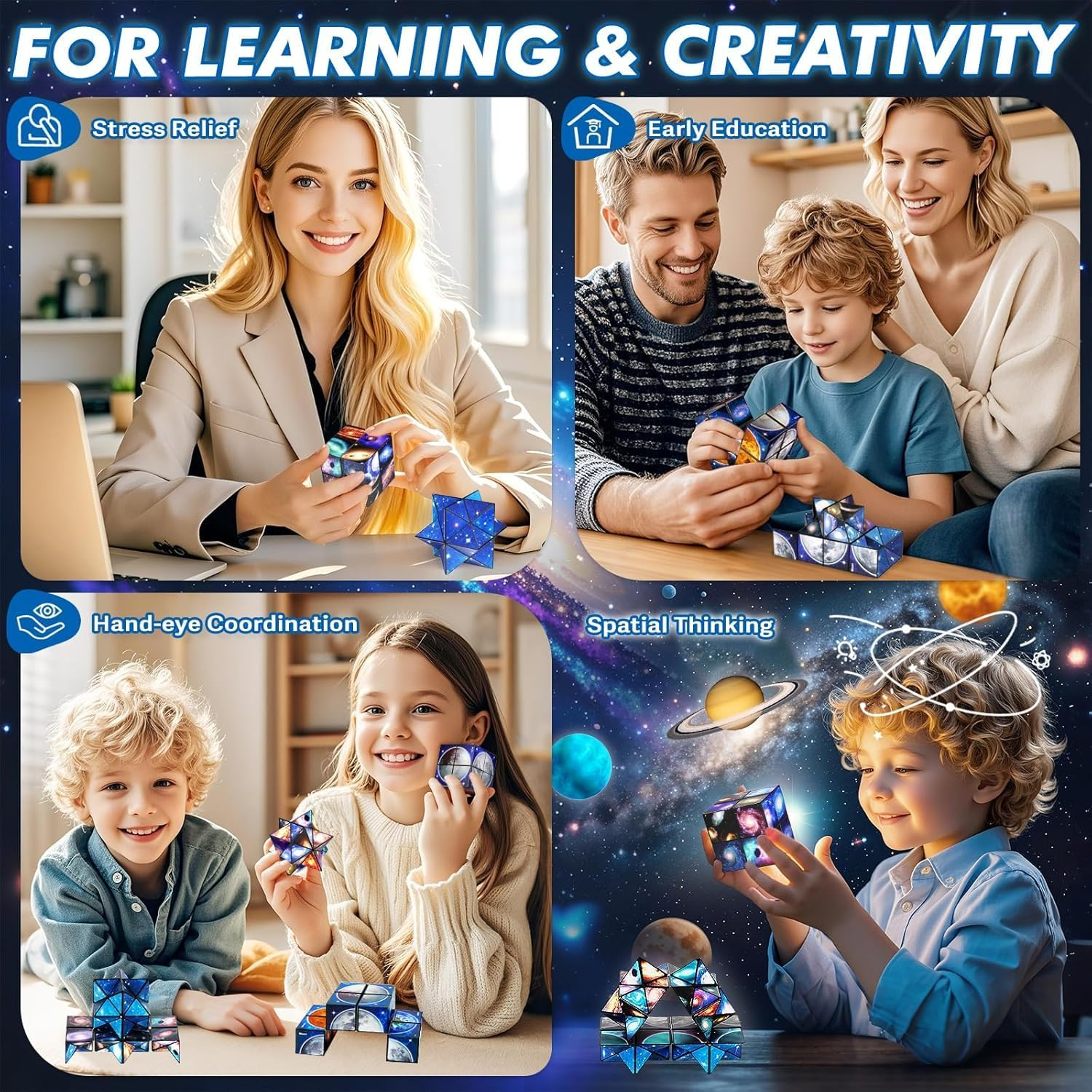 Infinity Cubes Toys for Kids Age 8-12 Birthday Presents for Girls Boys Autism Travel Magic Cube for Children Space Solar System Fidget Puzzles Smart Games Toy for 6 7 8 9 10 11 Year Old Boy Gifts image number 3