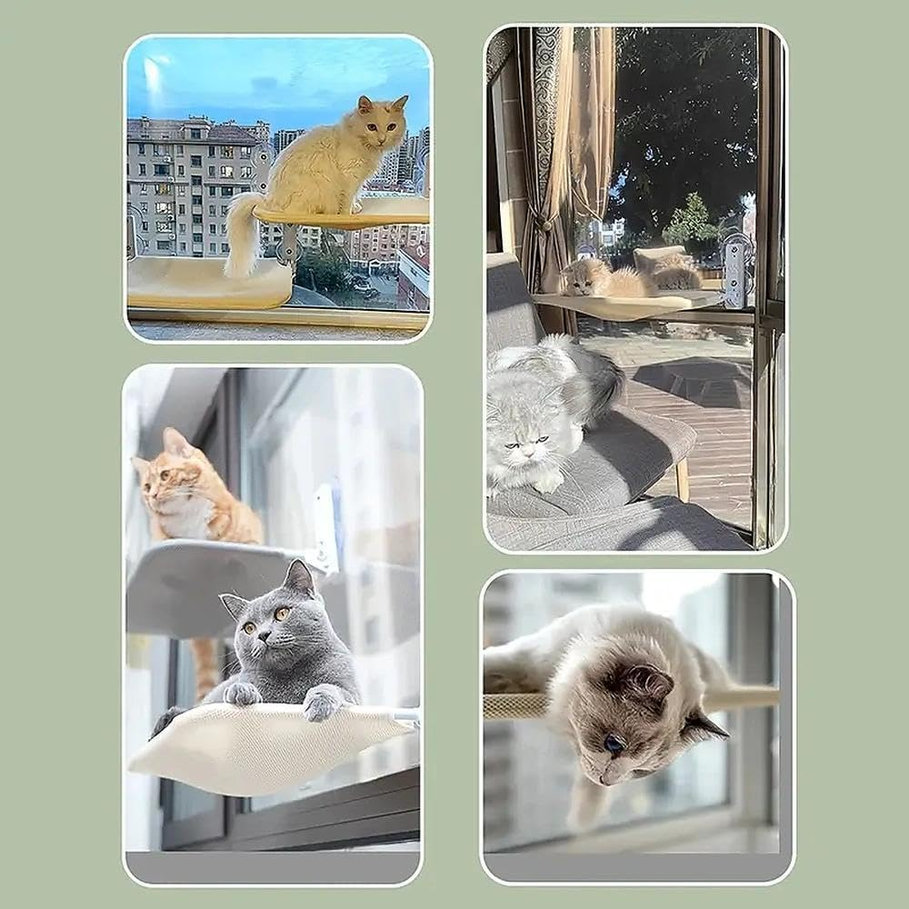 Cat Hammock, Foldable Cat Window Perch - Extra Large 50Cm Cordless Hammock with 4 Super Strong Suction Cups & Metal Frame image number 3