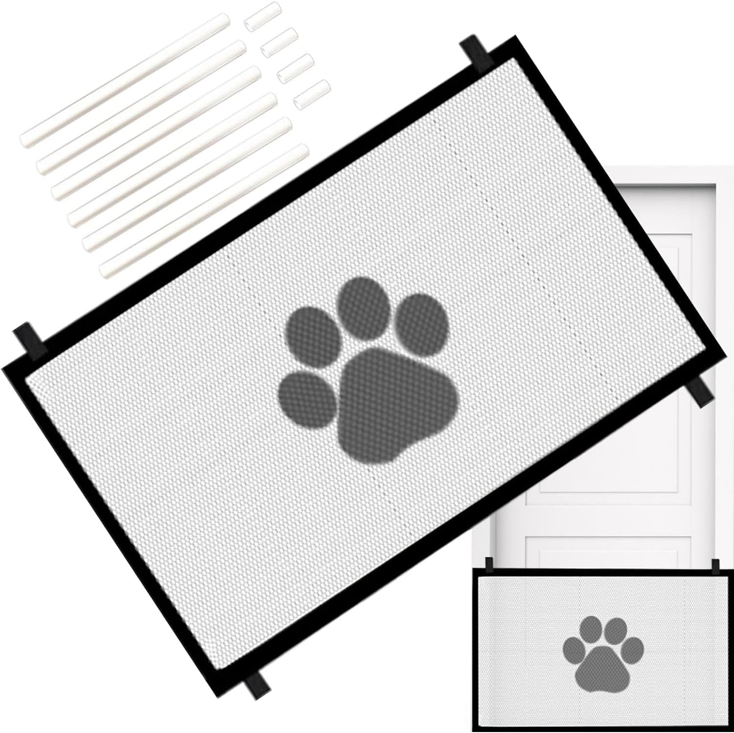 Yharnamite Mesh Dog Gate, Adjustable Indoor Barrier & Puppy Playpen Panel, Portable Folding Pet Safety Gate, Safety Fence for Stairs & Doorways(110 X 80Cm) image number 6