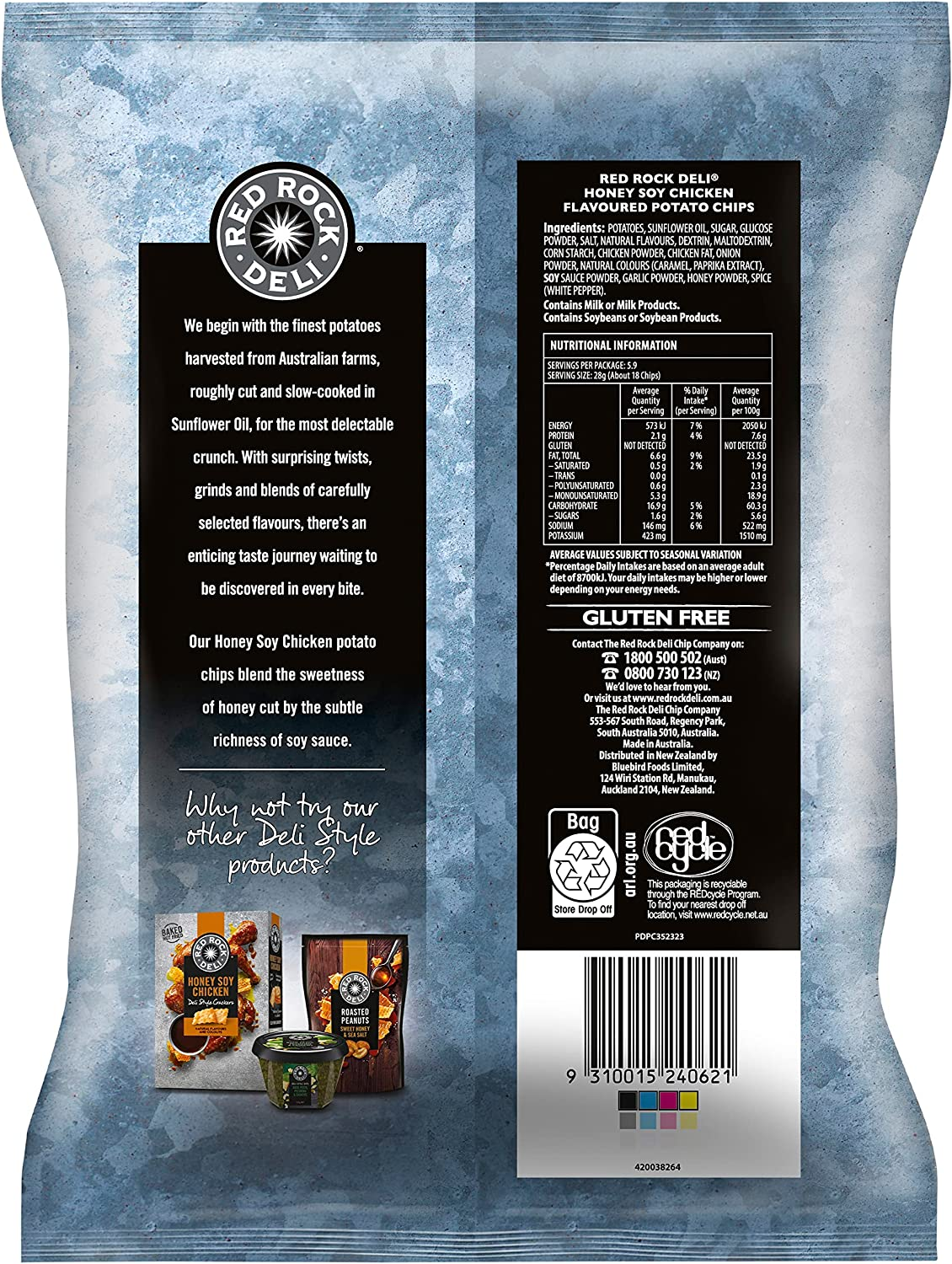 Red Rock Deli Soy Chicken Flavour Potato Chips 165 G image number 1