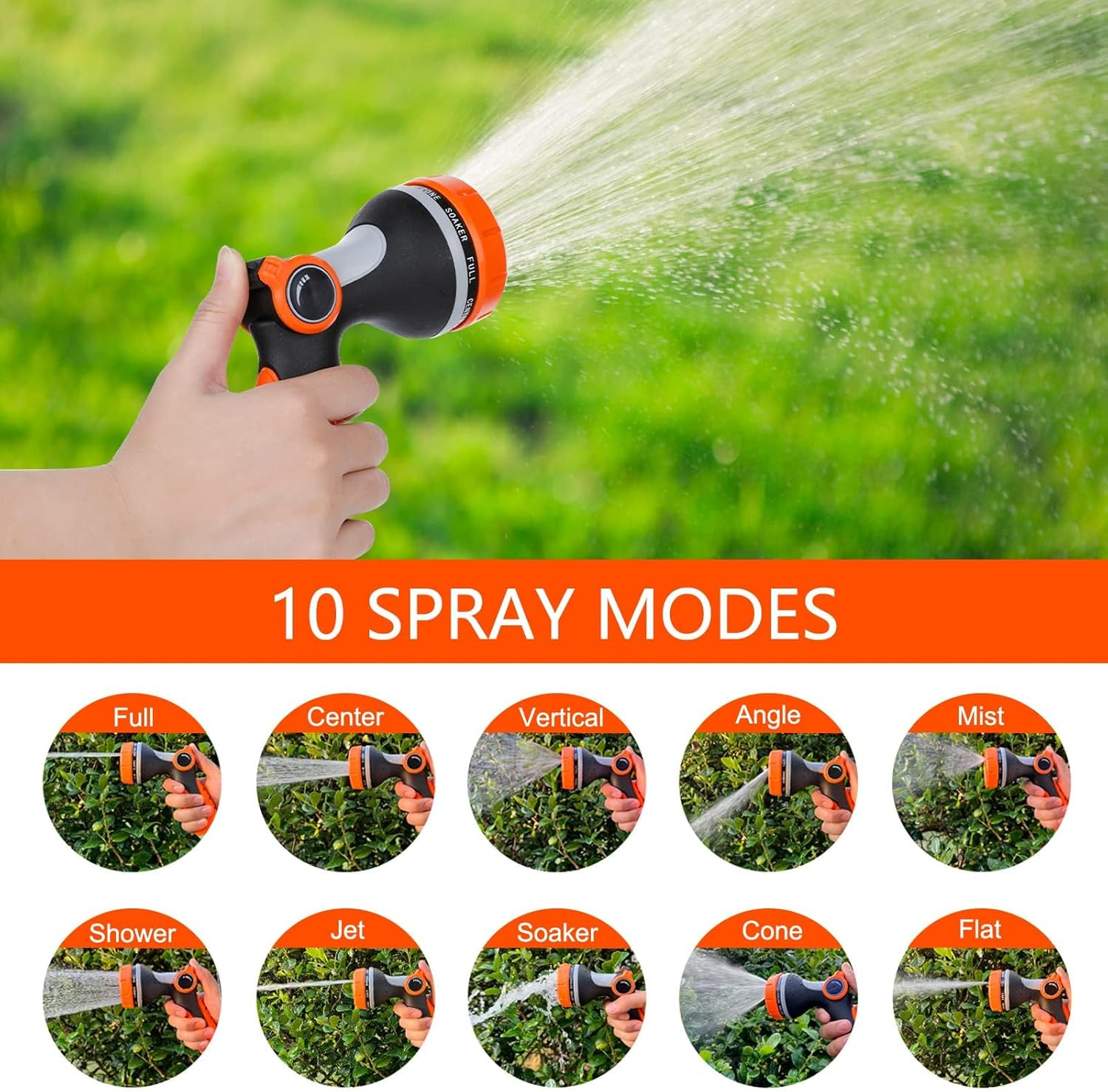 MLUOTALY Garden Hose Spray Nozzle, 10 Adjustable Patterns Garden Hose Pipe Spray Set, Garden Spray Nozzle for Watering Lawn Car Washing Pet Bathing Sidewalk Cleaning