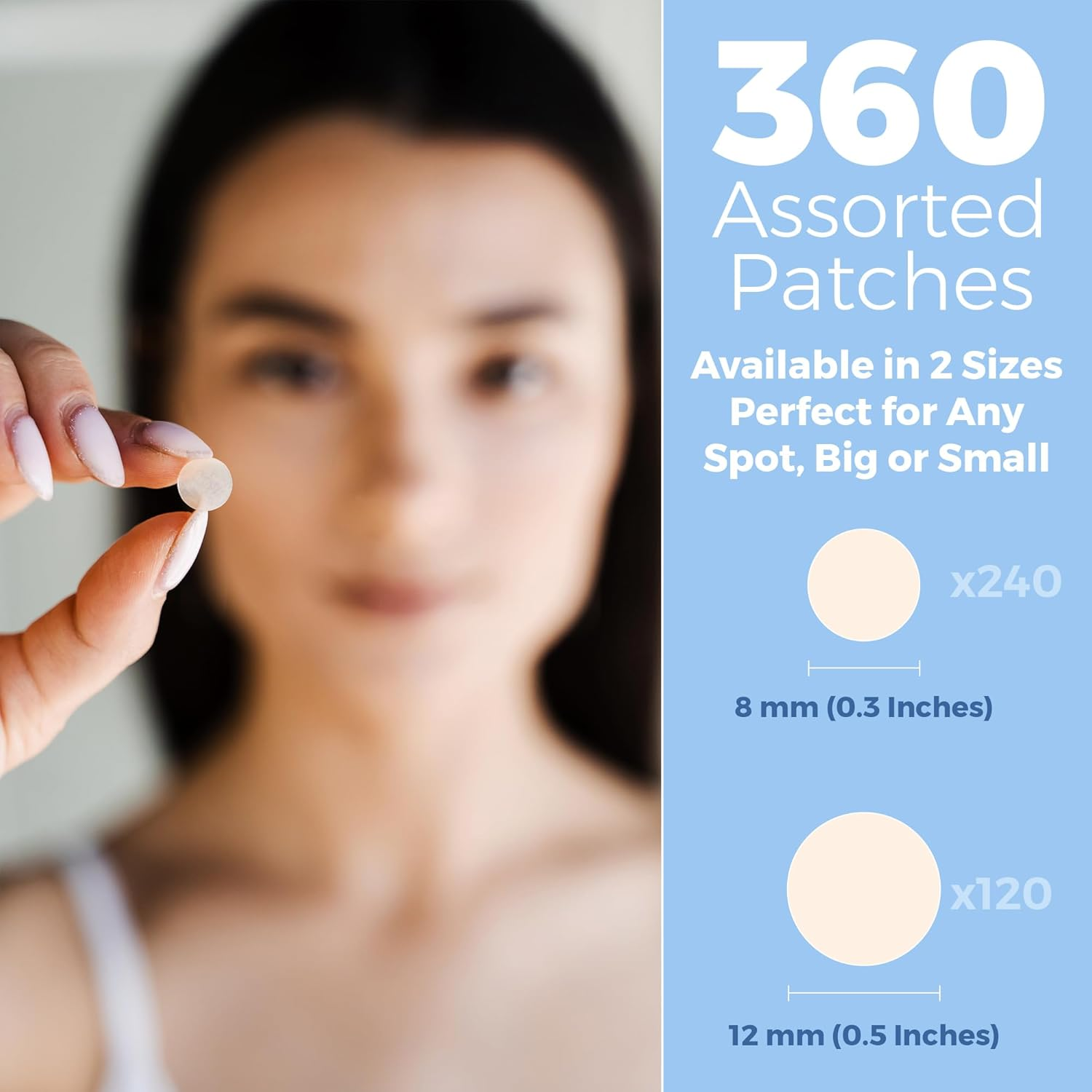 Invisible Spot Cover &ndash; Absorbing Cover, Hydrocolloid Covers, Facial Stickers &ndash; Clear Adhesive Patches in 2 Sizes (360 Count) image number 6