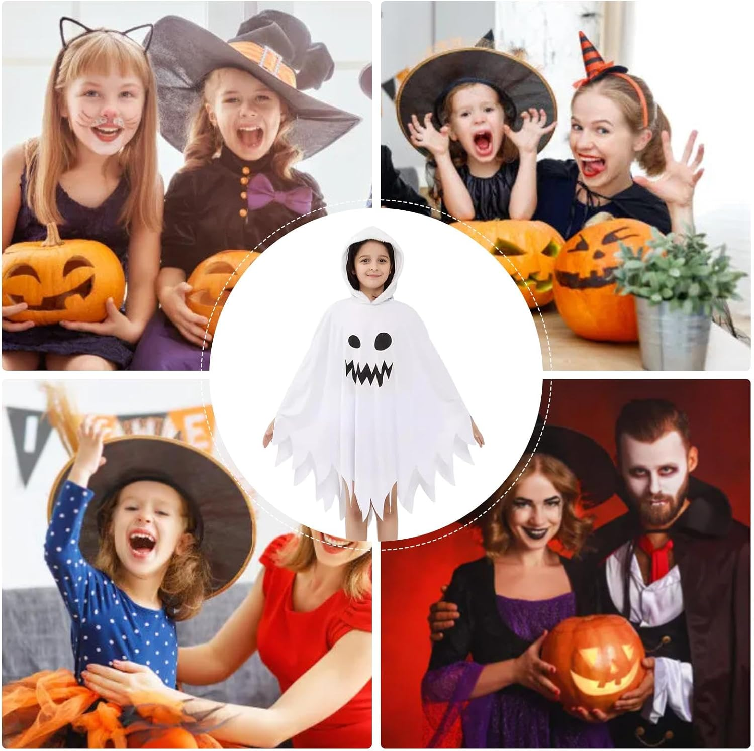Ghost Halloween Costumes - Ghostface Costume Cloak - Fancy Dress Scary Cloak - Halloween Fancy Dress Costume | for Boys Girls Toddler Aged 3-12 Years Old Trick or Treating image number 3