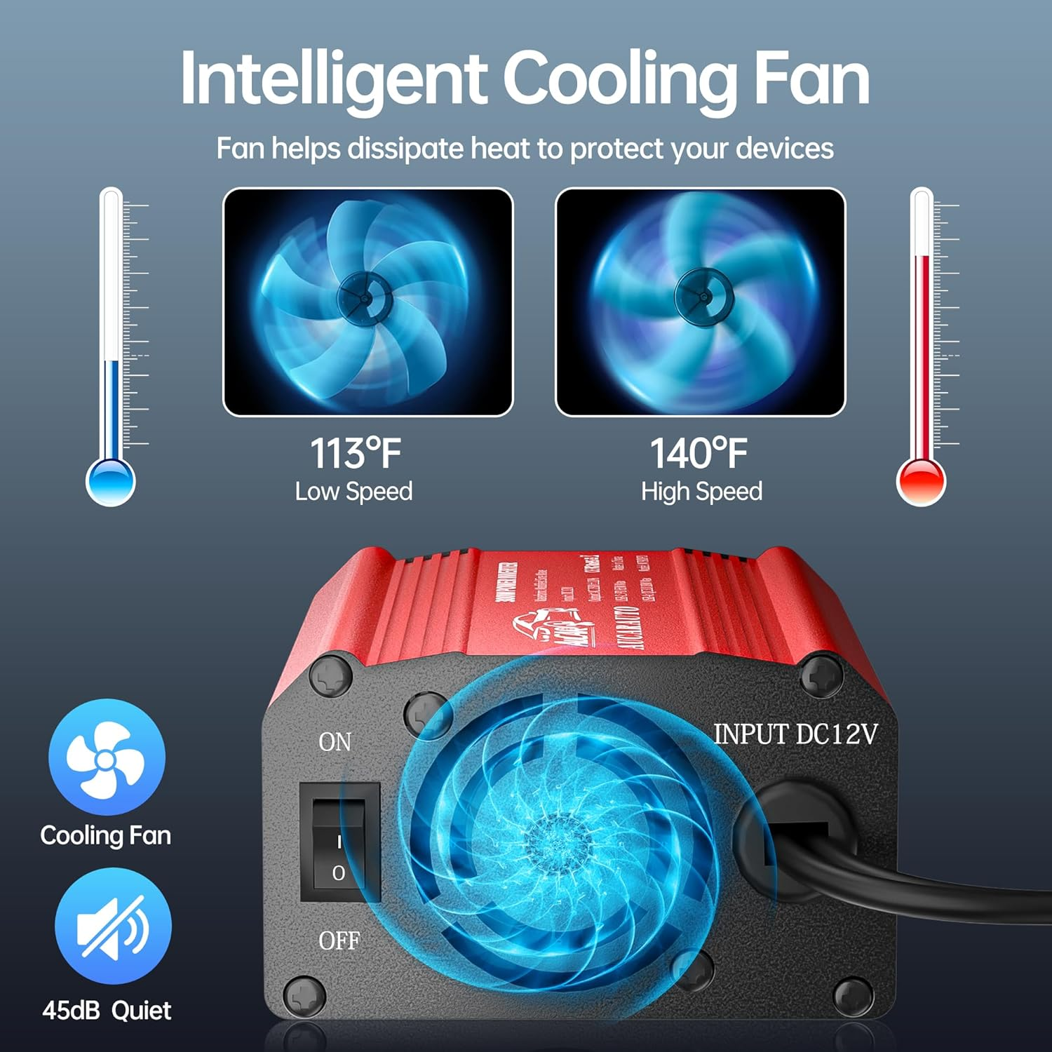 AUCARAUTO 300W Car Power Inverter 12V to 240V Converter, Car Plug Adapter with [65W USB-C] / [18W USB-A] / AC Socket, Car Charger for Vehicles, Aluminium Body - Red - Black image number 3