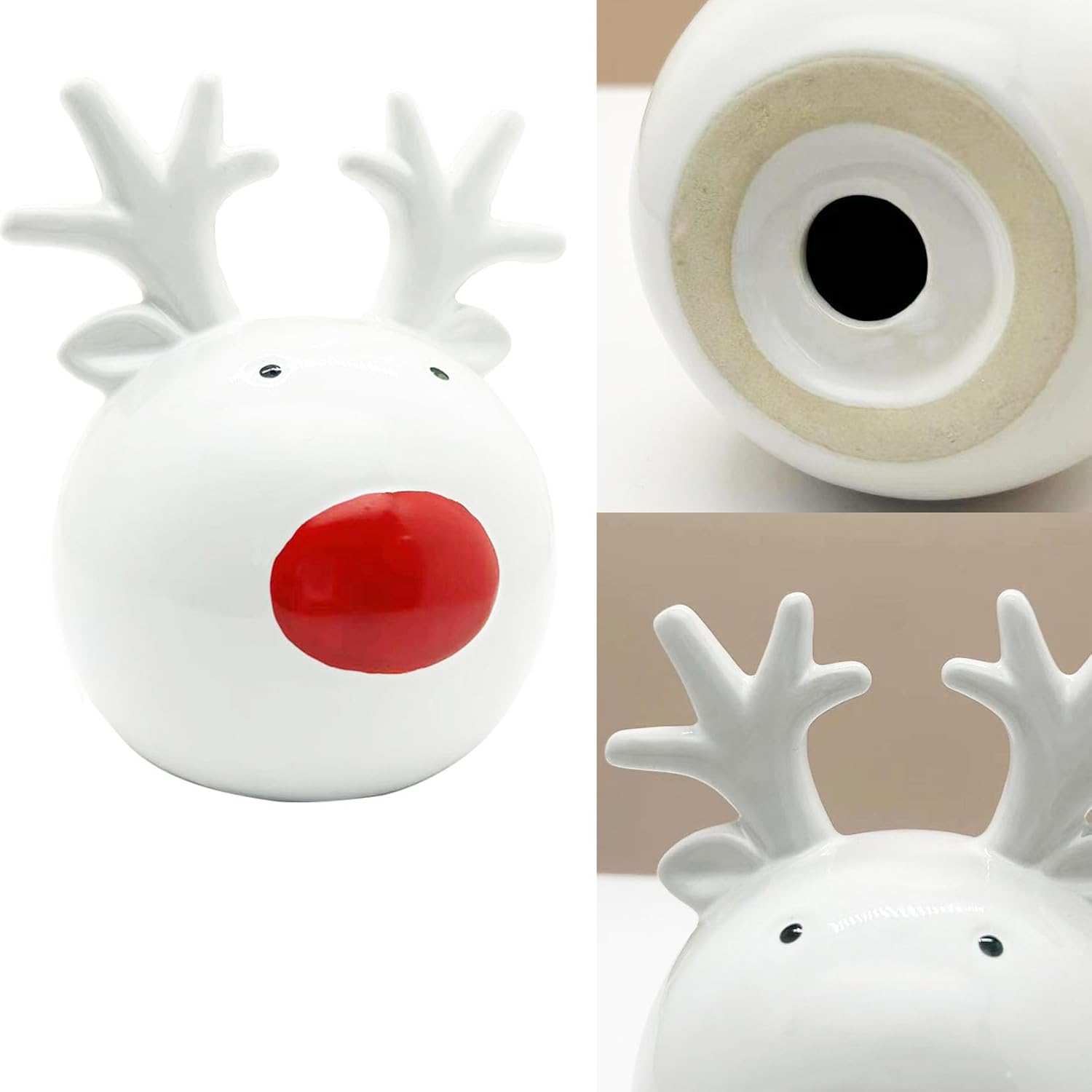 Porcelain Christmas Reindeer Figurine, Animal Reindeer Decor Deer Statues Sculpture Christmas Tabletop Decoration Ornaments for Cabinet Mantel Shelves Fireplace Home D&eacute;cor Accents Figurines image number 1