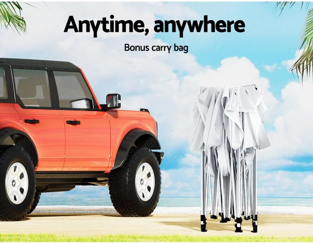 Instahut 3X6 Marquee Gazebo, Pop up Camping Tent Wedding Gazebos Garden Shed Outdoor Party Canopy Patio Carport Car, Mesh Window Wall 2 Door Panel Carry Bag Water Resistant and UV White image number 1