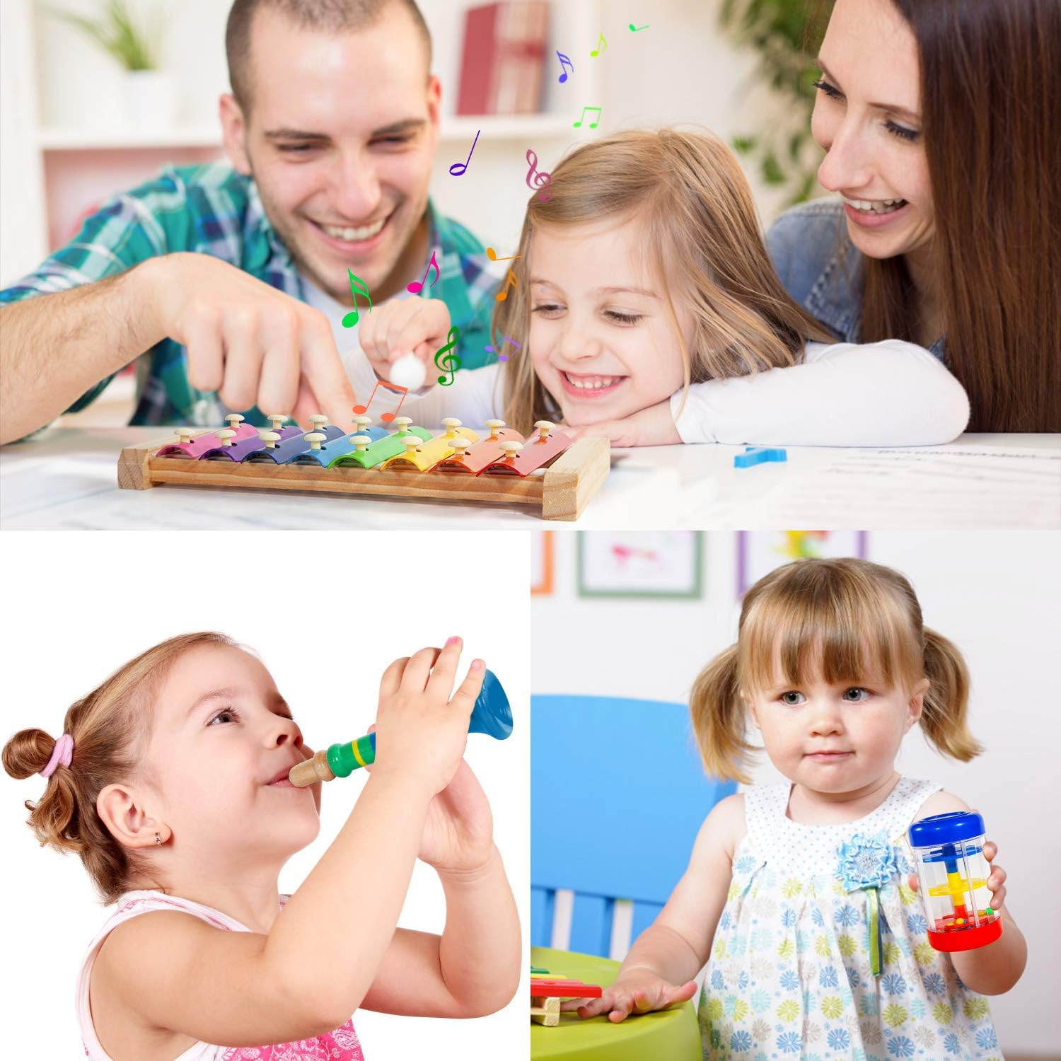 Toddler Musical Instruments, 33 PCS 19 Types Wooden Percussion Instruments Toys for Baby Kids Preschool Education, Early Learning Musical Xylophone Tambourine Drums Toy for Boys and Girls image number 4