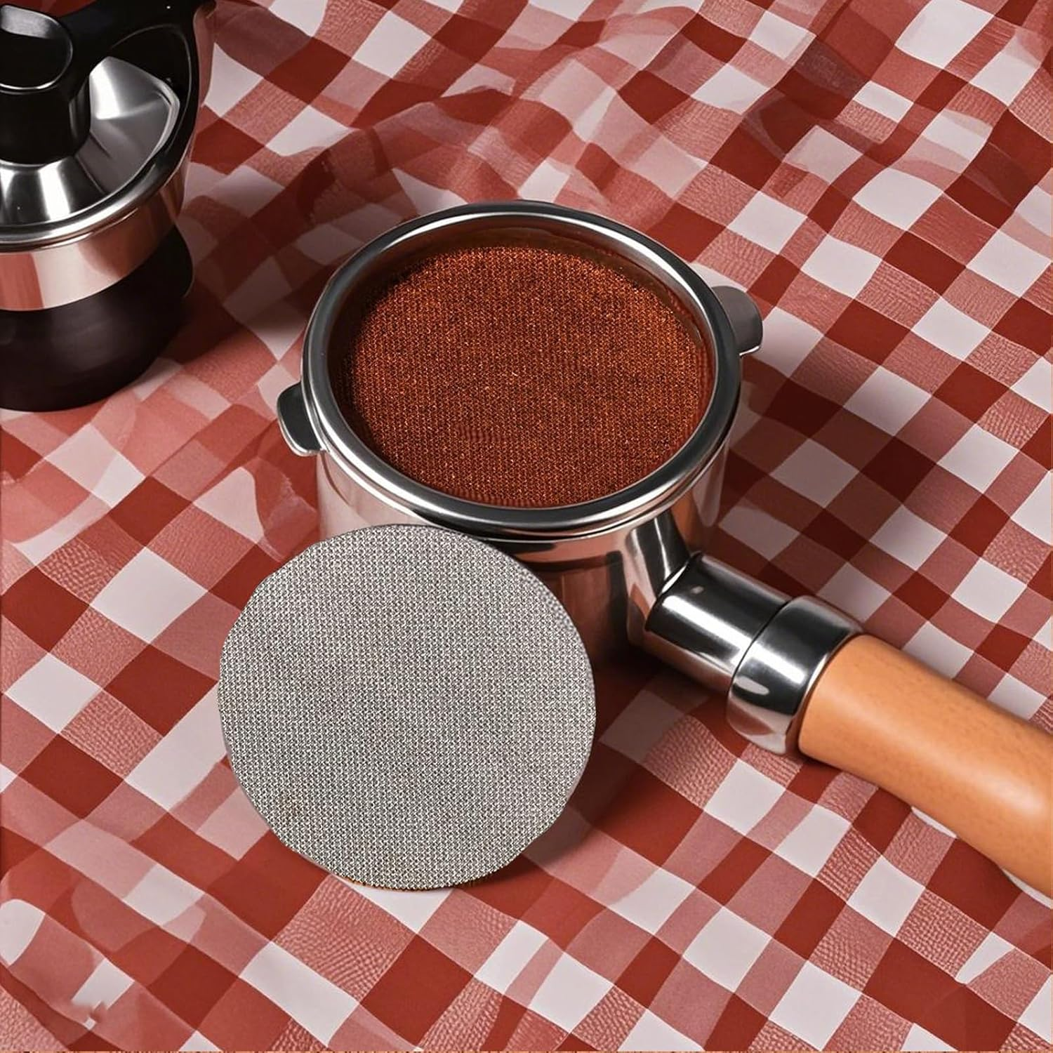 Tzylomirx 2Pcs 53Mm Puck Screen - 1.7Mm Thickness 150&Mu;m, Compatible with Coffee Machines, 316 Stainless Steel Coffee Filter for Espresso, 53Mm Portafilter Filter Basket image number 2