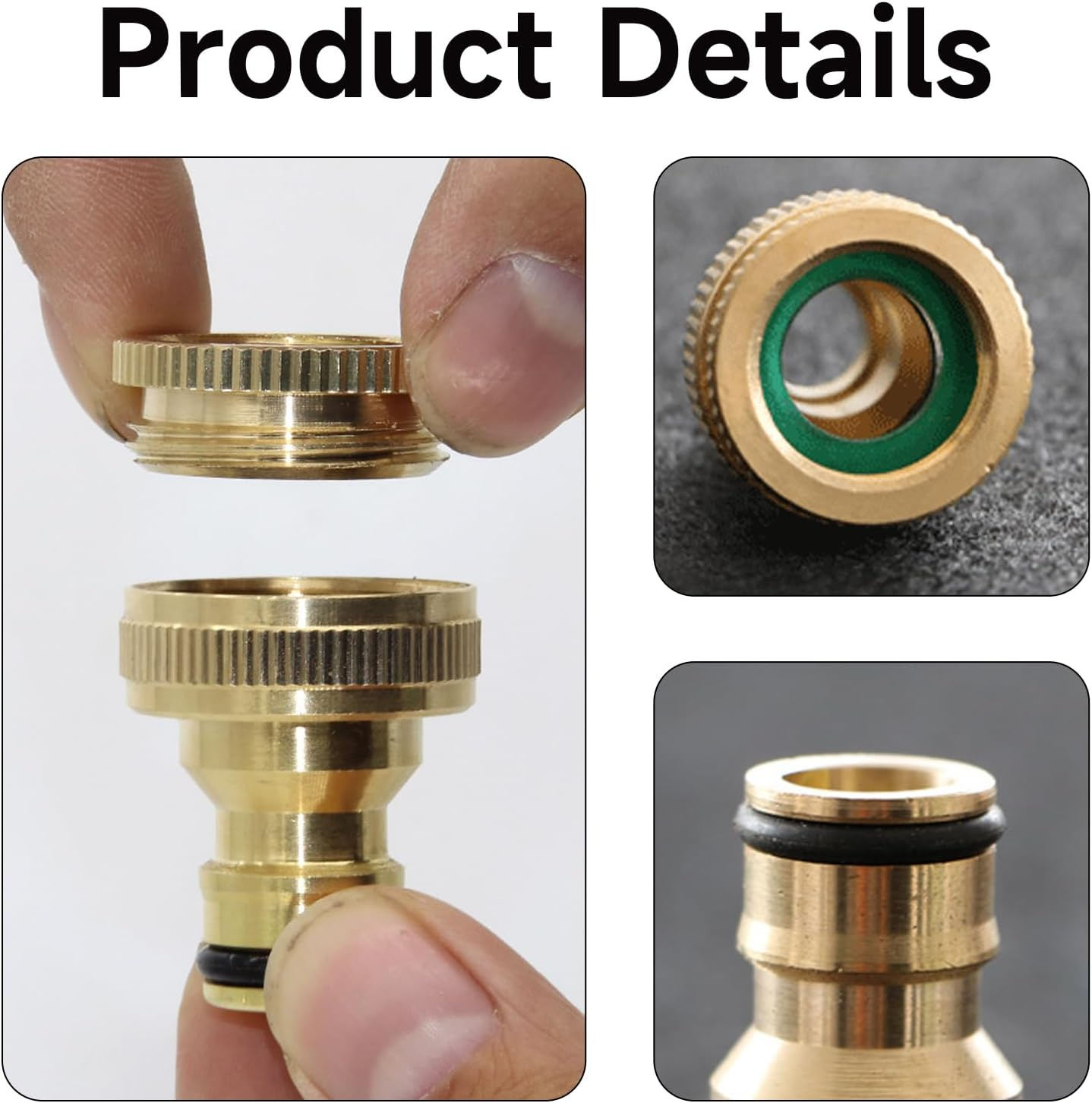 2 Pcs Brass Tap Hose Connector,Garden Hose Pipe Connector Metal,Outside Tap Hose Adapter Attachments,3/4 & 1/2 Inch 2-In-1 Threaded Connectors,For Kitchen Faucet Outdoor Gardena Tool Hosepipe Fittings image number 1