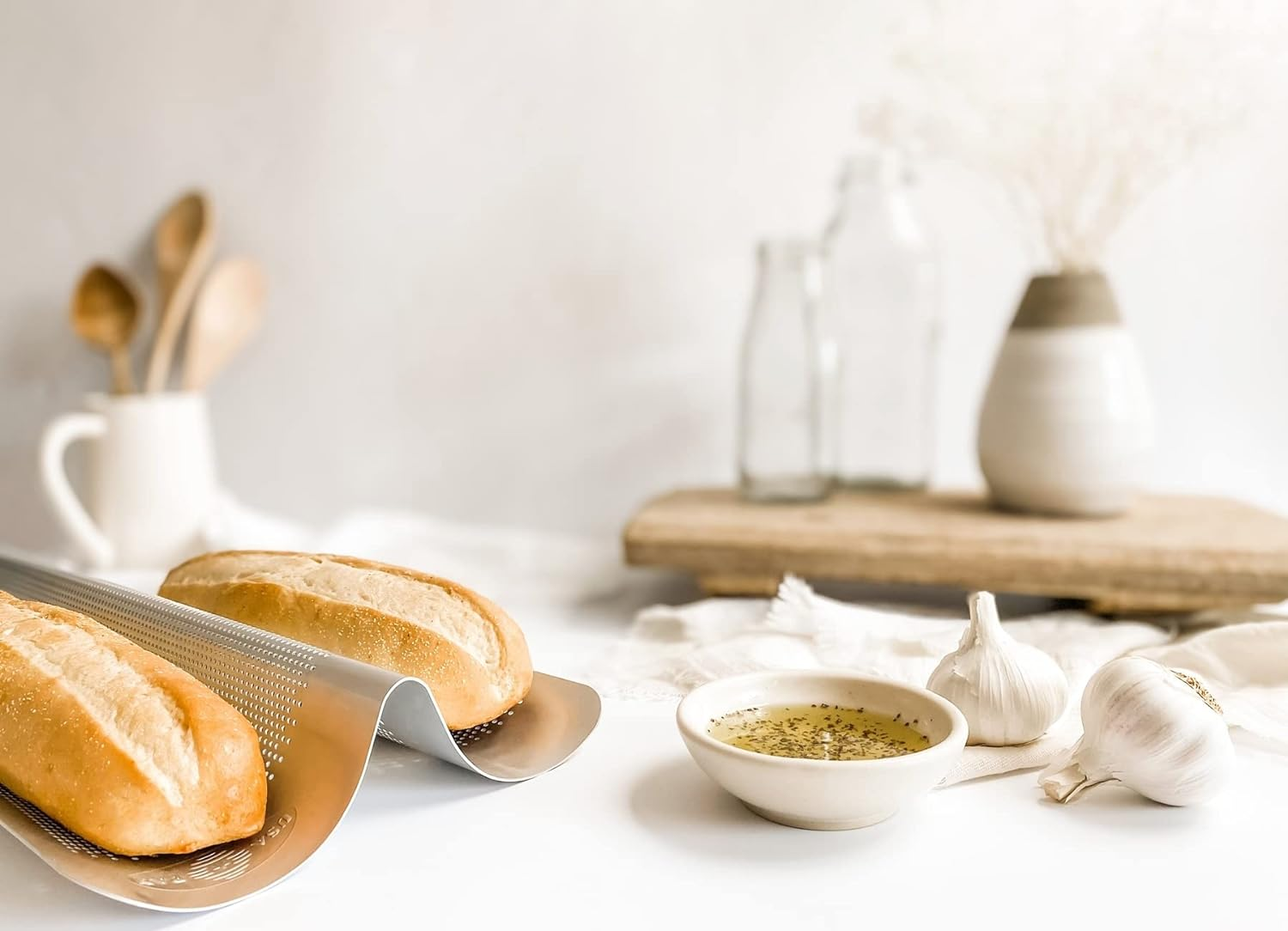 USA Pan Bakeware Aluminized Steel Perforated Italian Bread Pan, 2-Loaf, Silver image number 4