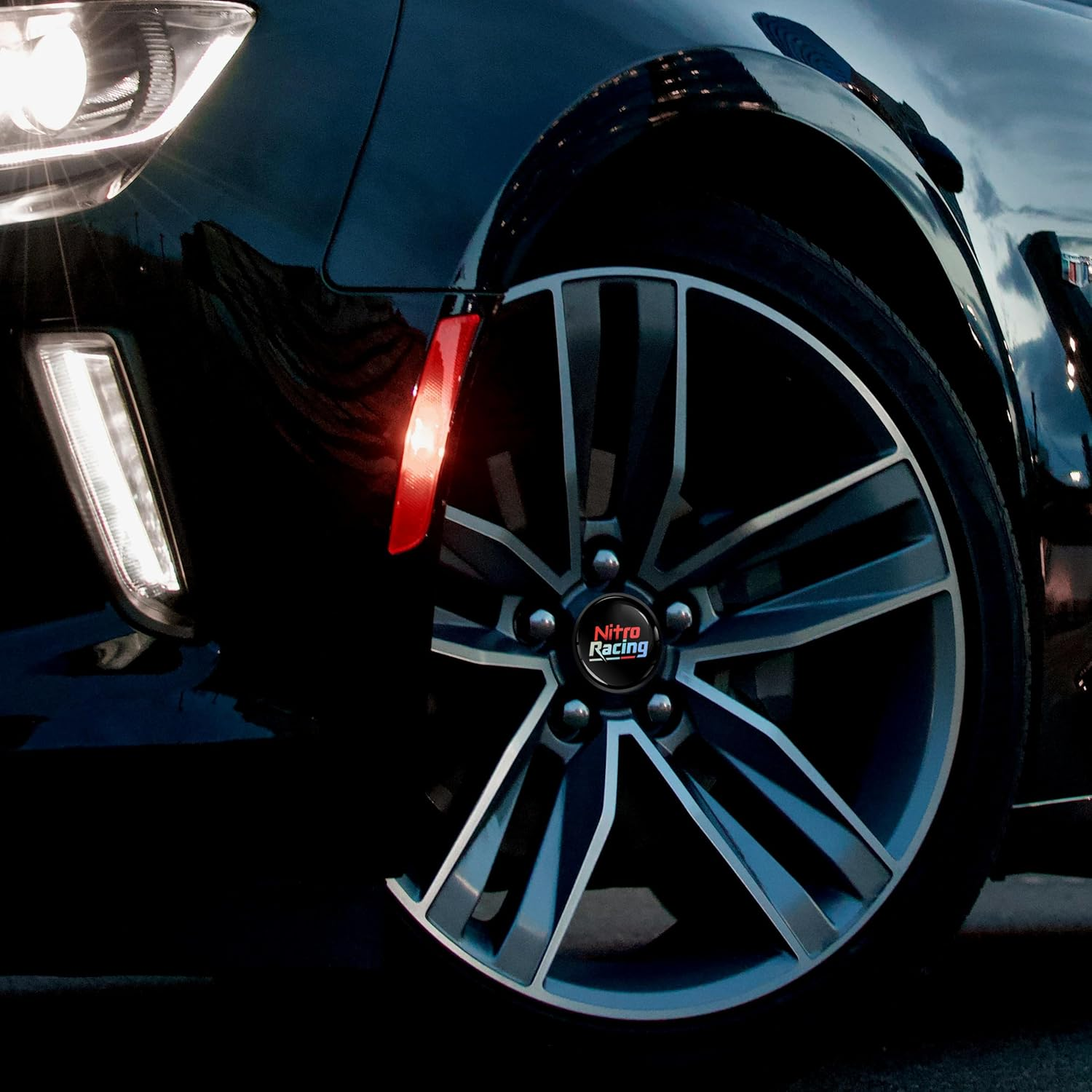 Skinoeu Set of 4 X 75Mm Wheel Centre Caps Compatible with Mercedes Benz B66470207 / B66470200 Alloy Center Hubcaps Hologram Nitro Racing CM 15 image number 2