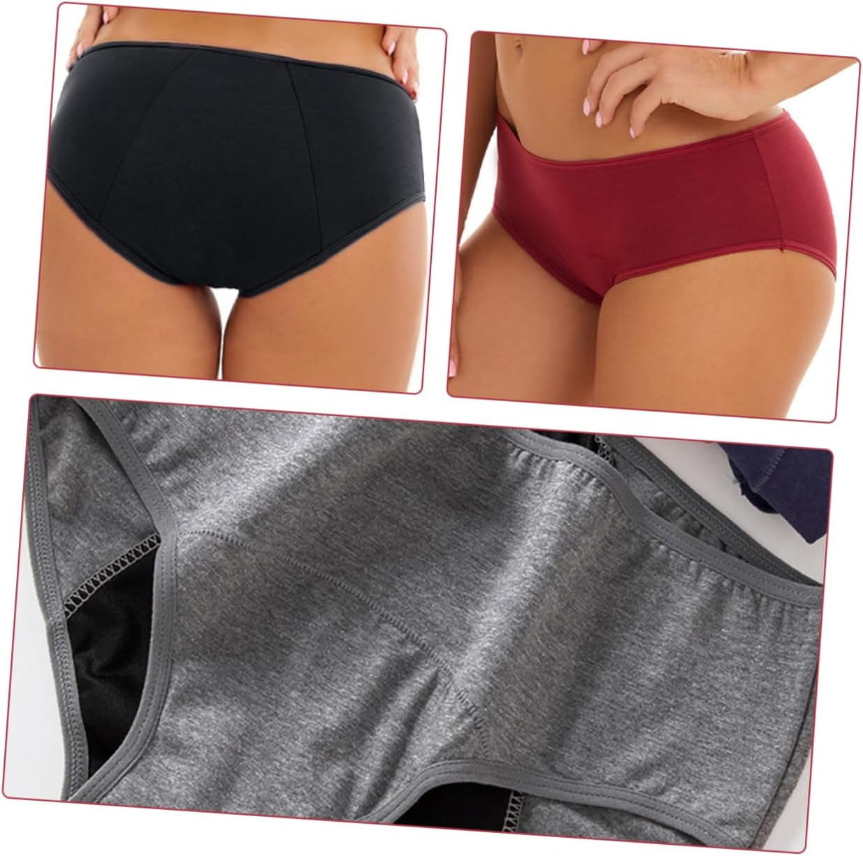 Outanaya 3Pcs Cotton Leakproof Menstrual Underwear Washable Period Panties High Absorbency Briefs for Women Postpartum Period Protection Confidence image number 1