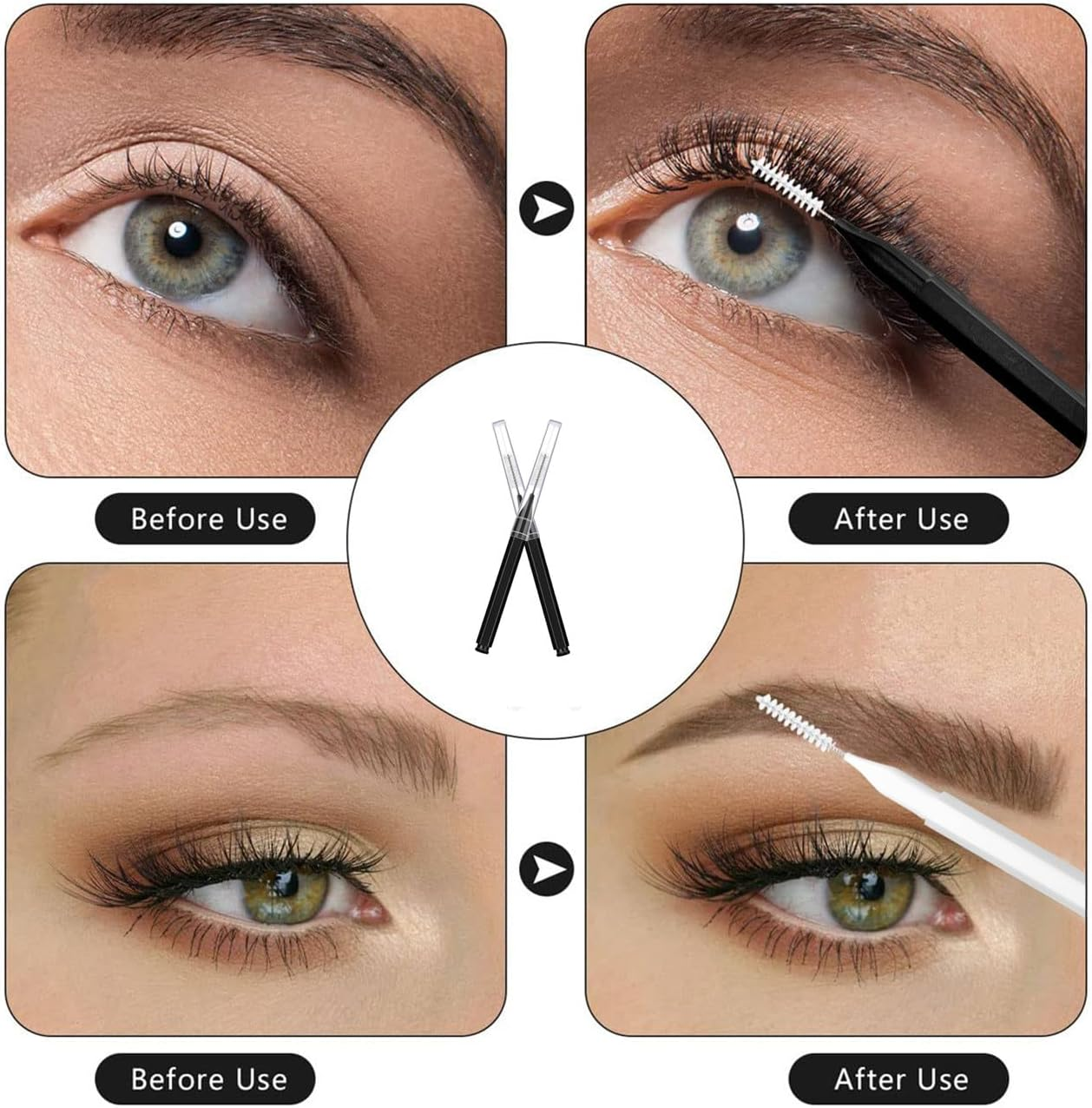 100 Pcs Micro Eyebrow Brush with Cap,Brow Lamination Brush Eyelash Brow Brush Removing Lash Filler, Eyebrow Spoolie Lash Comb Lift Tools for Eyebrows and Eyelashes Extensions Brow Lamination(Black) image number 1