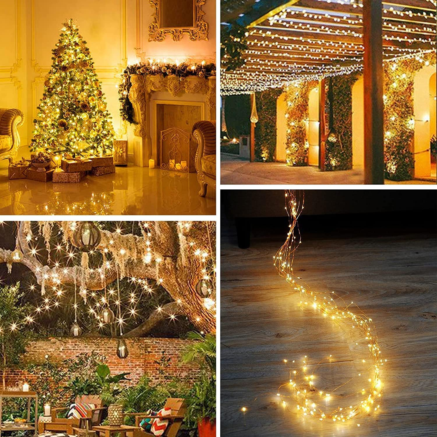 Solar String Lights Outdoor, HF 10M 100 LED Solar Powered Fairy Light with 8 Lighting Modes, Waterproof Copper Wire Tree Lights Lights for Christmas Party Decoration (Warm White-1 Pack) image number 2