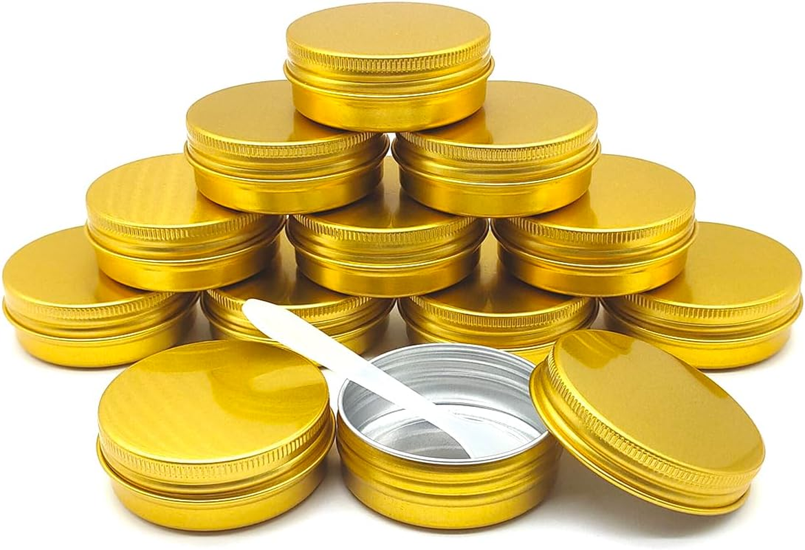 Wopanxye 12Pcs 1Oz 30Ml Aluminum Tin Jar, 30G Refillable Makeup Container, 30 Gram Gold Screw Lid round Can Sample Pot for Cosmetic DIY, Handmade, Lip Balm, Cream, Salve, Toner, Candle, Paint, Scrub image number 2