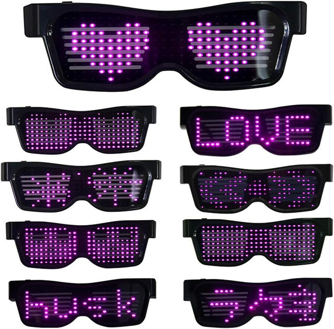 Queen.Y LED Glasses Customizable Bluetooth APP Connected LED Display Smart Glasses USB Rechargeable DIY Funky Eyeglasses for Nightclub Party Stage DJ Halloween image number 5
