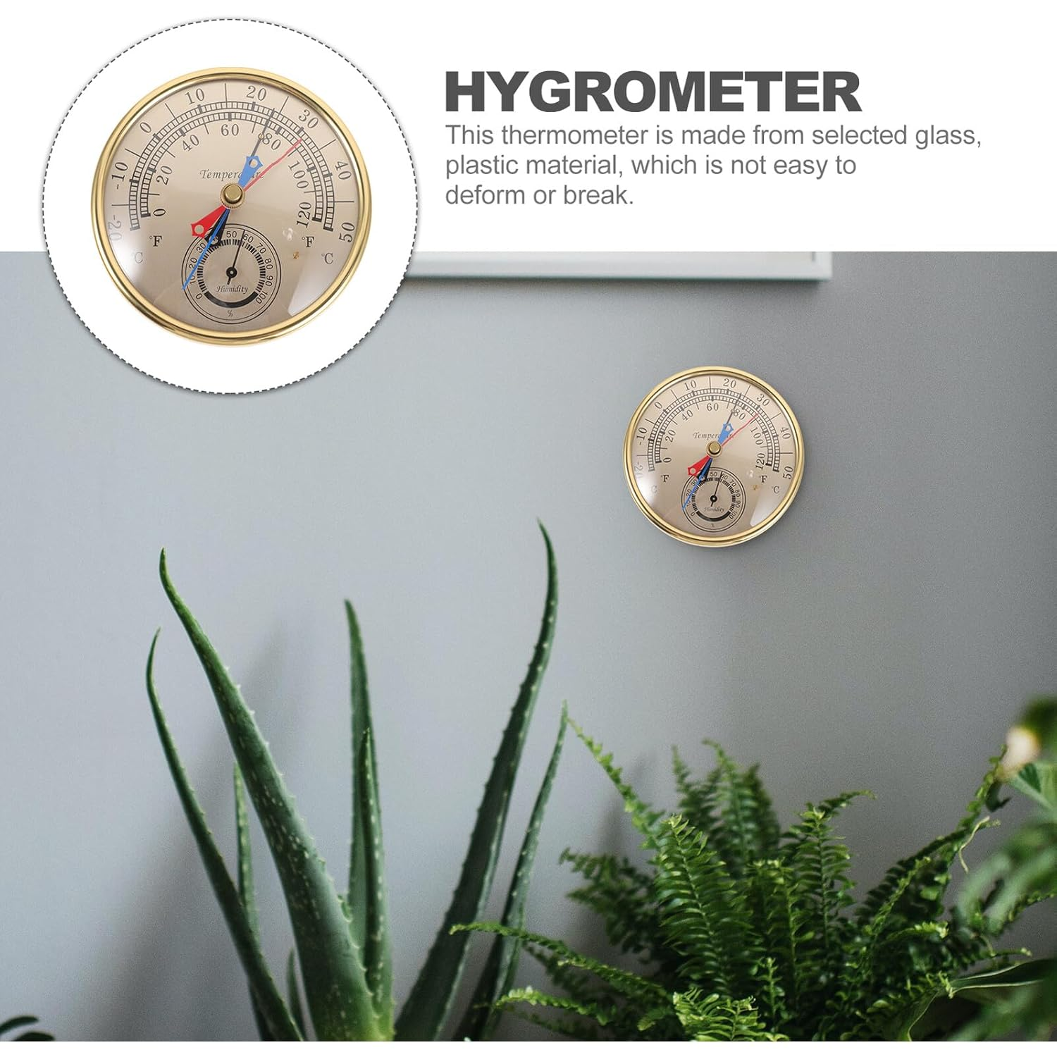 Yardenfun Multifunctional Indoor Outdoor Thermometer Hygrometer for Garden Patio Greenhouse Measures Maximum Minimum Temperature and Humidity Glass Plastic Wall-Mount Weather Gauge