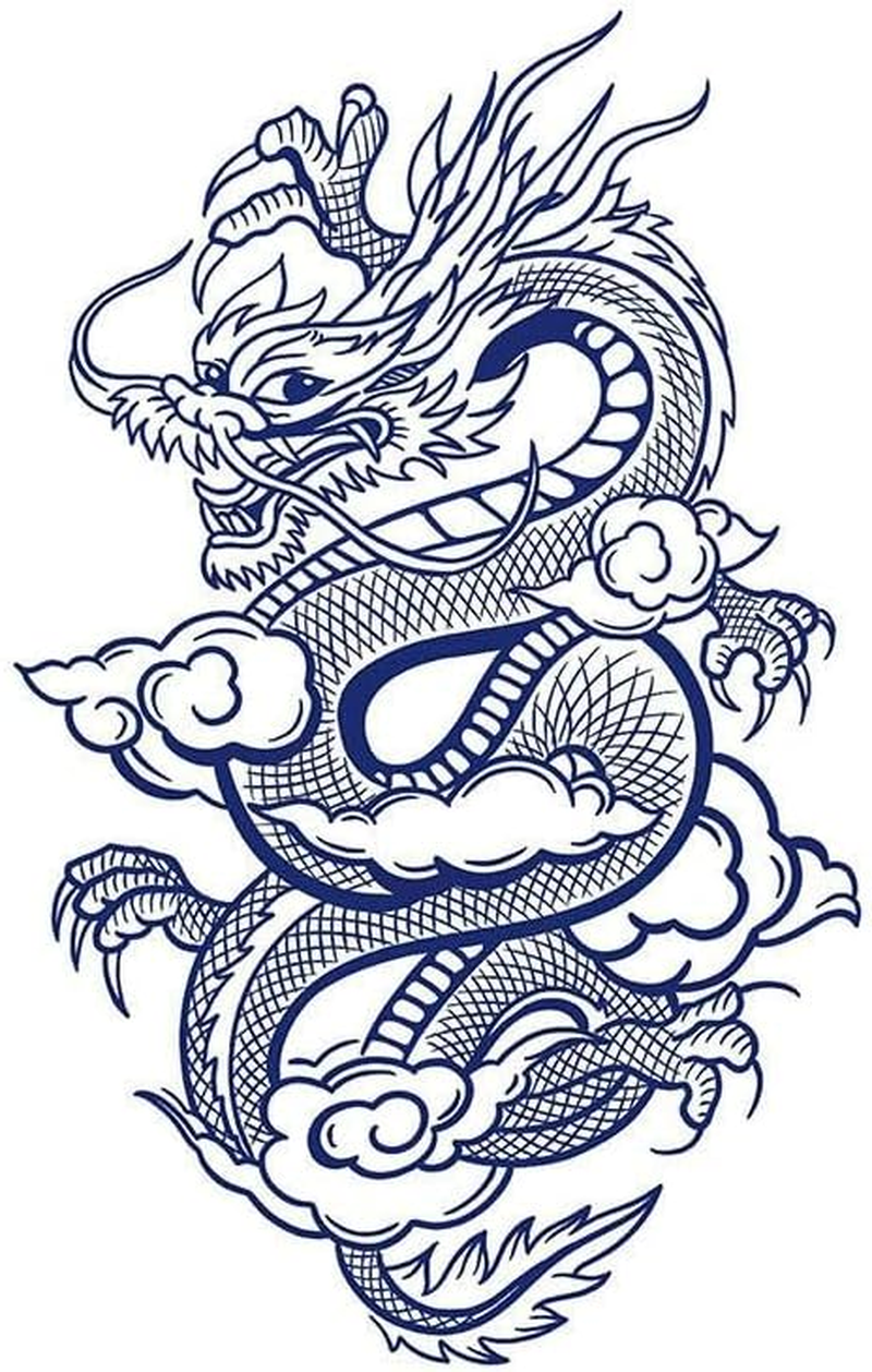 5 Pc Waterproof Long-Lasting Flower Arm Large Picture Back Simulation Tattoo Semi-Permanent Herbal Dragon Totem Temporary Tattoo Sticker - B-0205 image number 5