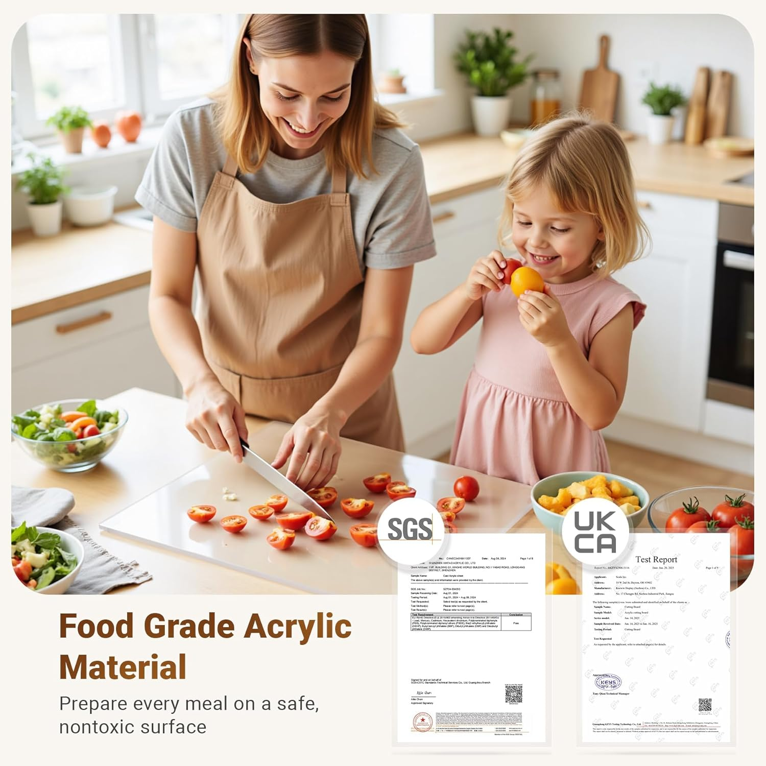 EP Leben Acrylic Cutting Board with Counter Lip,Clear Cutting Board for Kitchen Countertop,Non-Slip,Perfect for Bread,Meat,Veggies & More,Great Kitchen Essential Gadgets & Decor(17.5"X13.5" /45X35Cm) image number 2