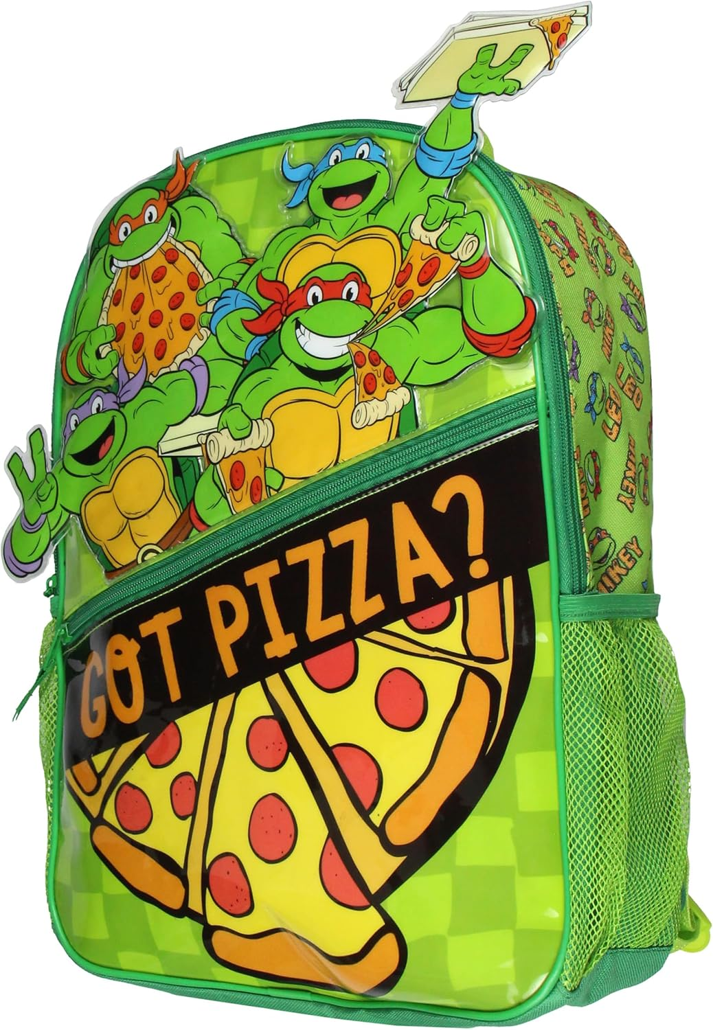 Teenage Mutant Ninja Turtles TMNT Got Pizza Travel School Dual Compartment Backpack for Daily Use, Green, One Size image number 3