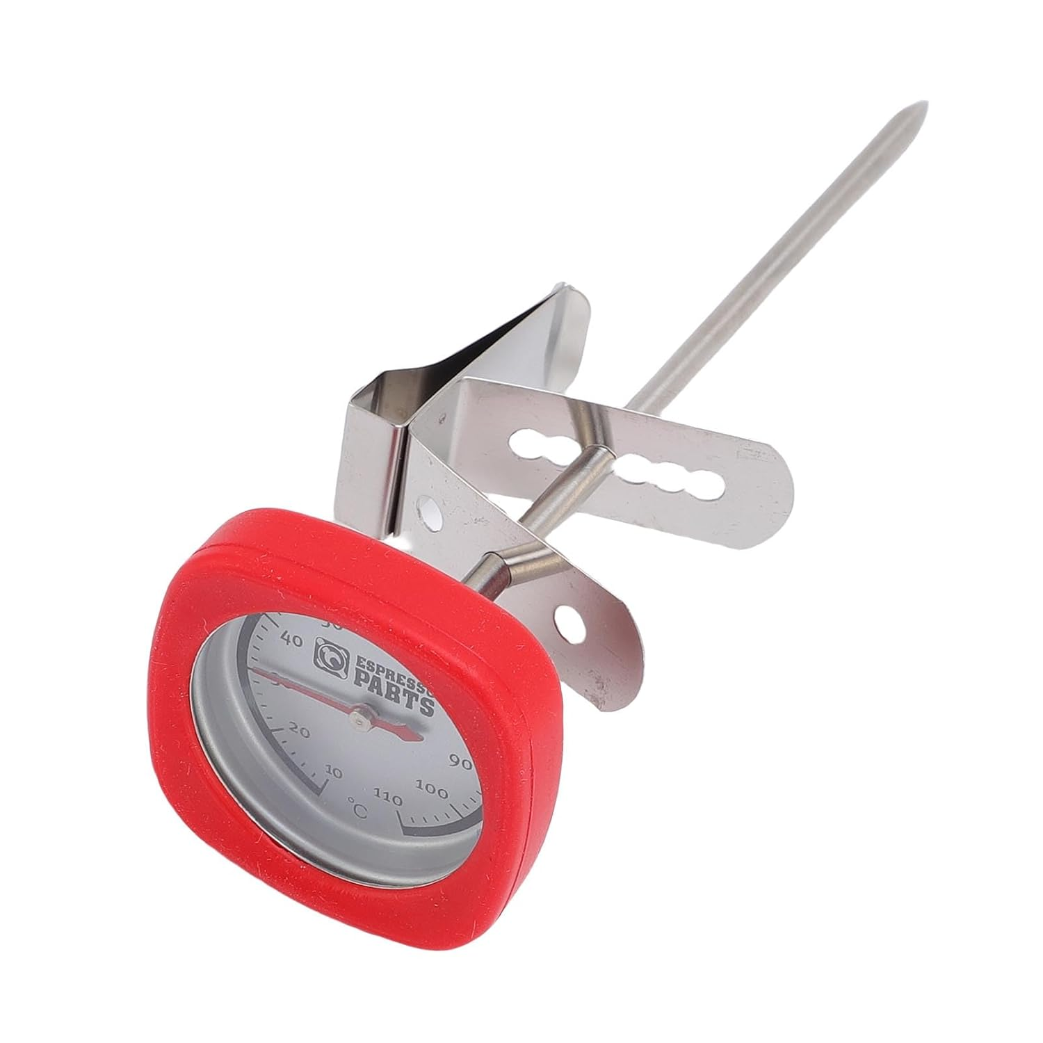 Pomya Read Milk Frothing Thermometer with Clamp/Holder for Coffee Lovers and Baristas 304 Stainless Steel (Red)