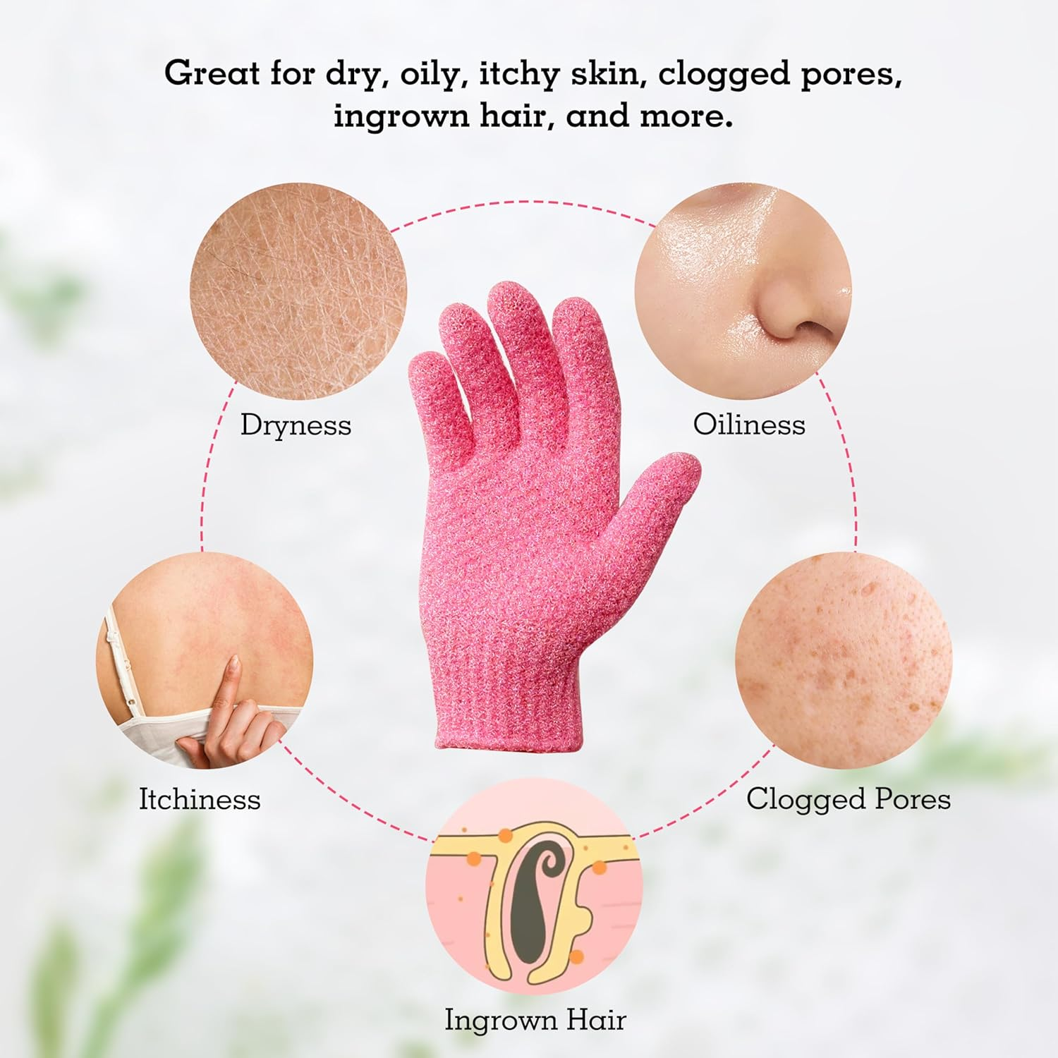 Evridwear Exfoliating Glove Shower Gloves Exfoliate Dead Skin for Dry Sensitive Skin No Irritation with Hanging Loop image number 3