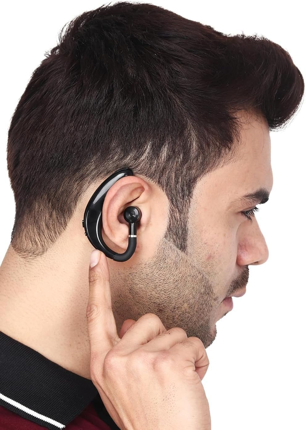 Generic Men'S MBT500 Wireless Single Ear Bluetooth Headset Mic V5.0 Ear Clip, Noise Cancelling with Long Hours of Calling Time on a Single Charge, to Work with All Smartphone., &lrm;F 05, Black image number 2