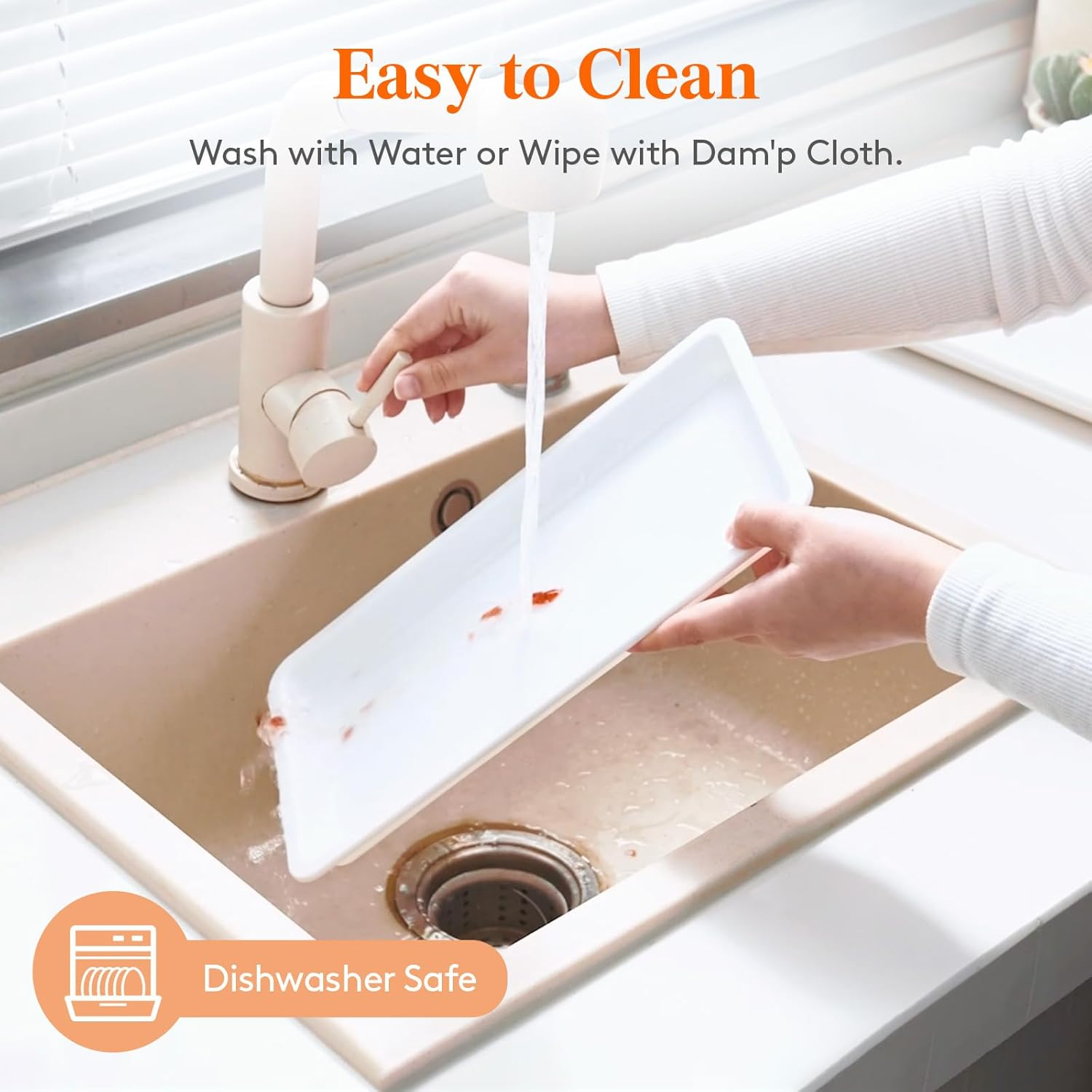 Lifewit Large Plastic Serving Tray Set for Party Supplies, 16/14/12 Inch Platters for Serving Food, 6 PCS White Reusable Tray for Veggie, Snack, Fruit, Cookies, Dessert in Kitchen/Pantry Organization image number 3