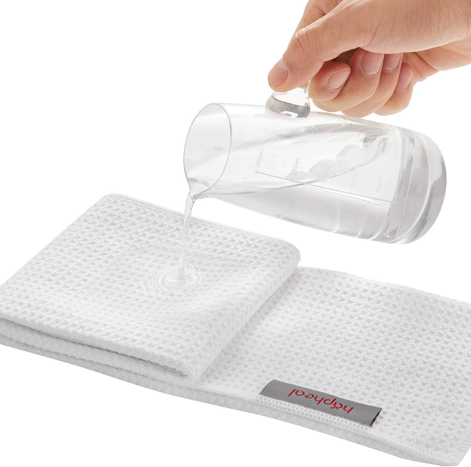 Golf Towel 16" X 21" Tri-Fold Microfiber Waffle with Carabiner Clip (2 White) image number 2