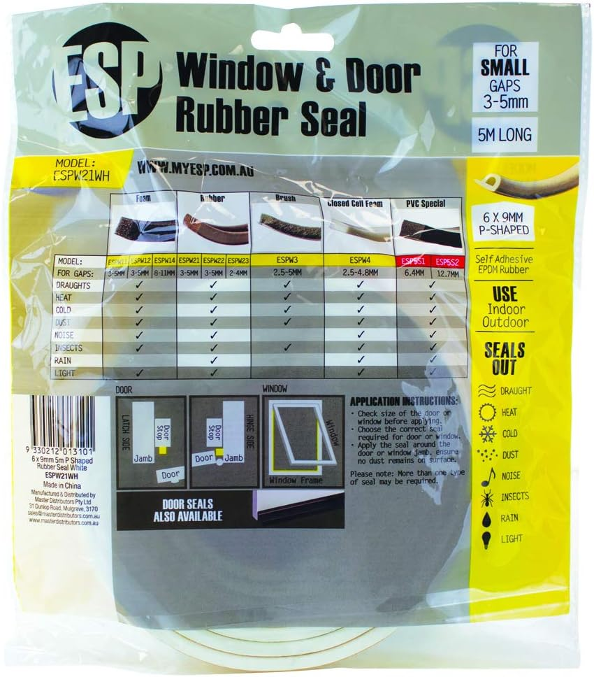 ESP Window and Door Rubber Weather Seal 6X9Mm White image number 1