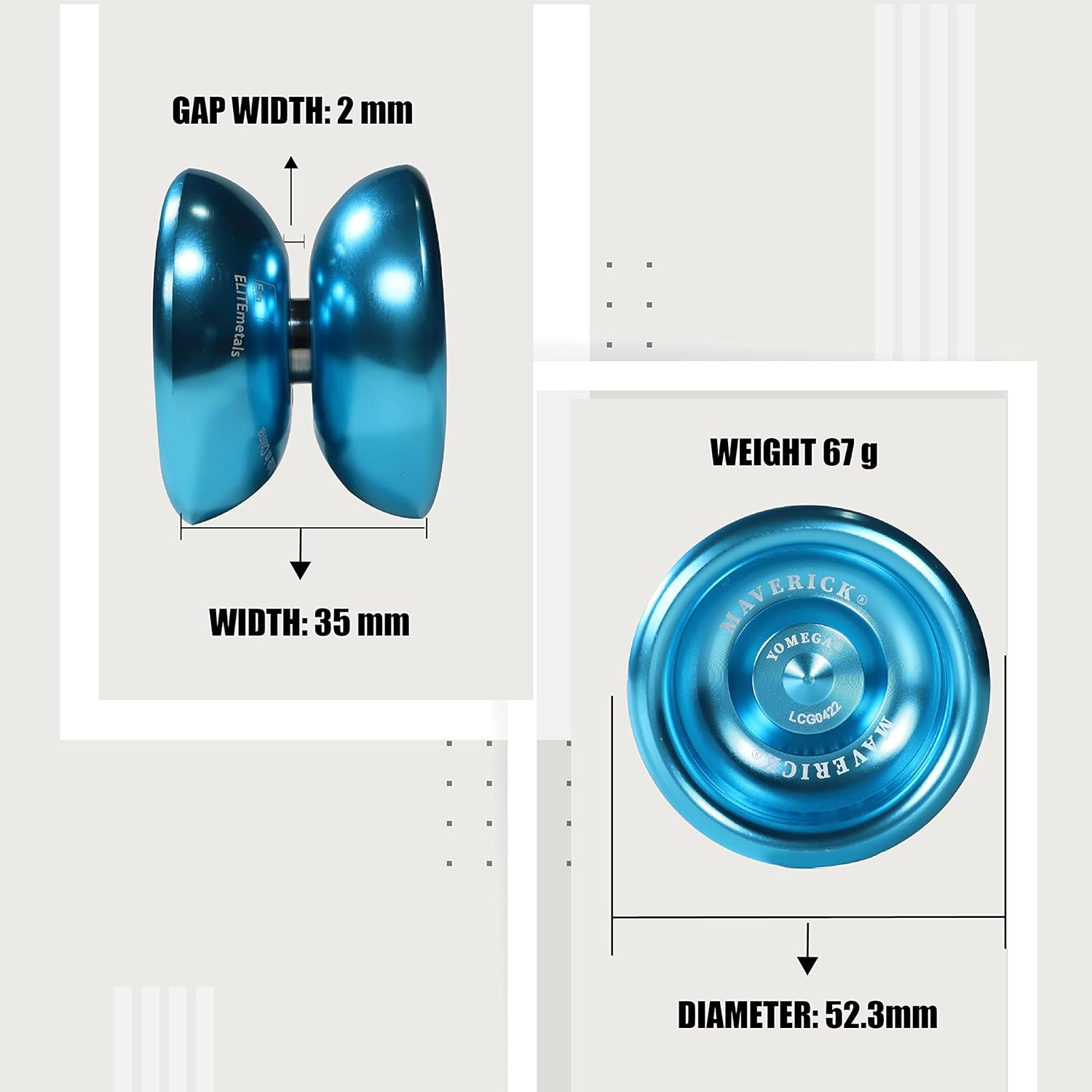 Yomega Maverick - Professional Aluminum Metal Yoyo for Kids and Beginners with C Size Ball Bearing for Advanced Yo Yo Tricks and Responsive Return + Extra 2 Strings image number 2