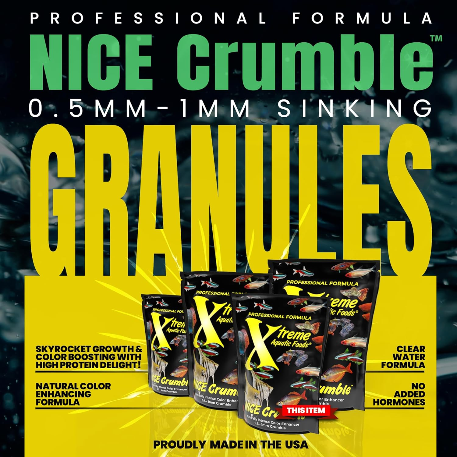 Xtreme Aquatic Foods Xtreme Nice&reg; Crumble 280Gms - 0.5Mm-1Mm Naturally (Super) Intense Color Enhancer Sinking Crumble Resealable Pouch, Fish Food image number 1