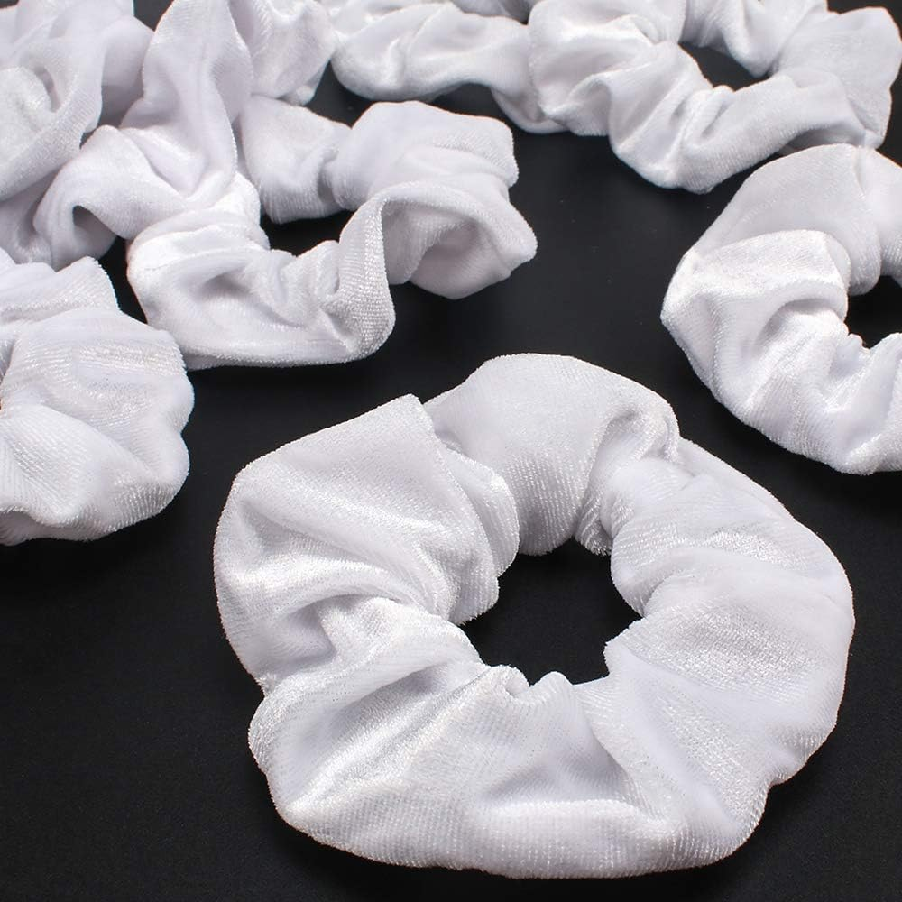 Semato 16 Pack White Velvet Scrunchies Hair Ties Elastics Ponytail Holder Hair Bands Scrunchie Accessories for Women and Girls