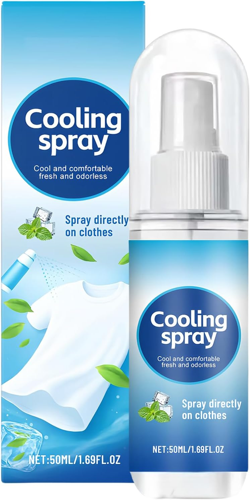 Cooling Spray for Hot Weather | Clothing Cooling Spray Body Mist - 50Ml Refreshing Liquid Soothing Solution for Men Women Adults Teens Athletes Yoga Beach Vacation Running image number 4